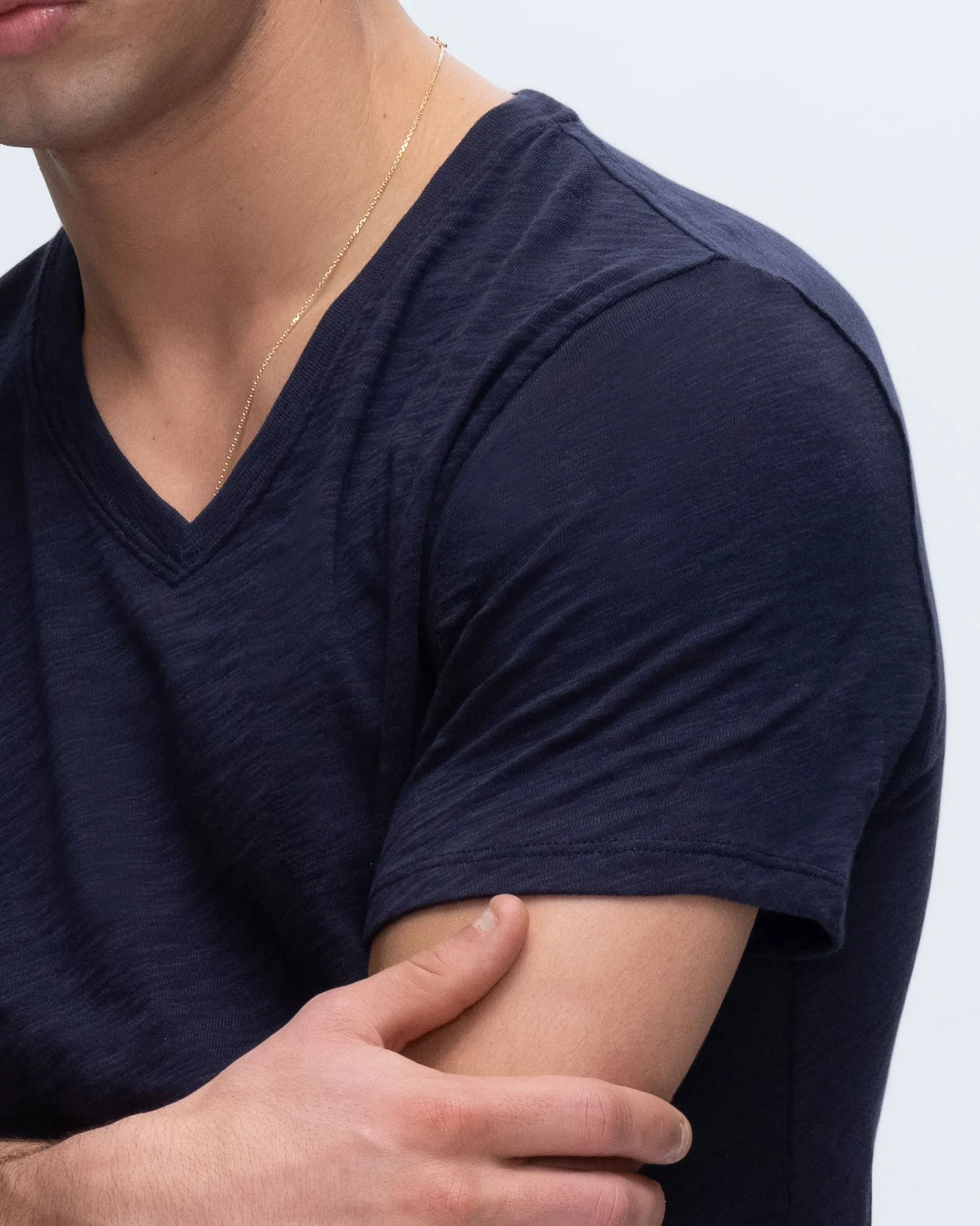 Slub Jersey V-Neck Tee - Midnight RecycledBlend