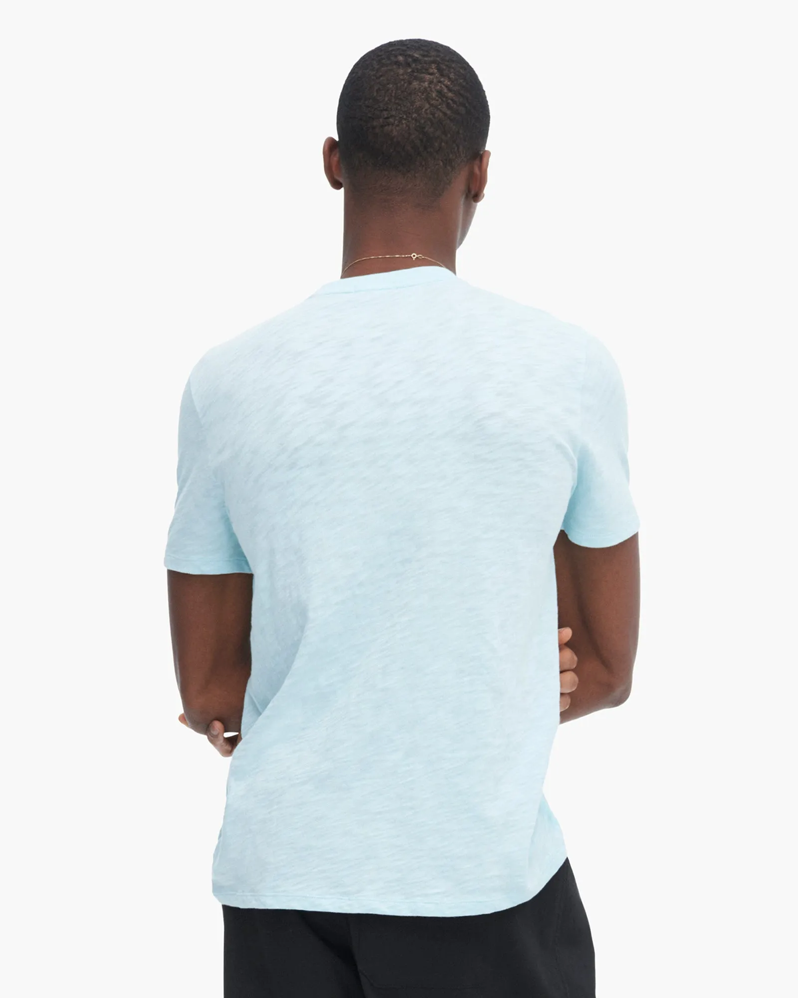 Slub Jersey V-Neck Tee - Ocean Blue Cozy and Light Reinforced Neckline