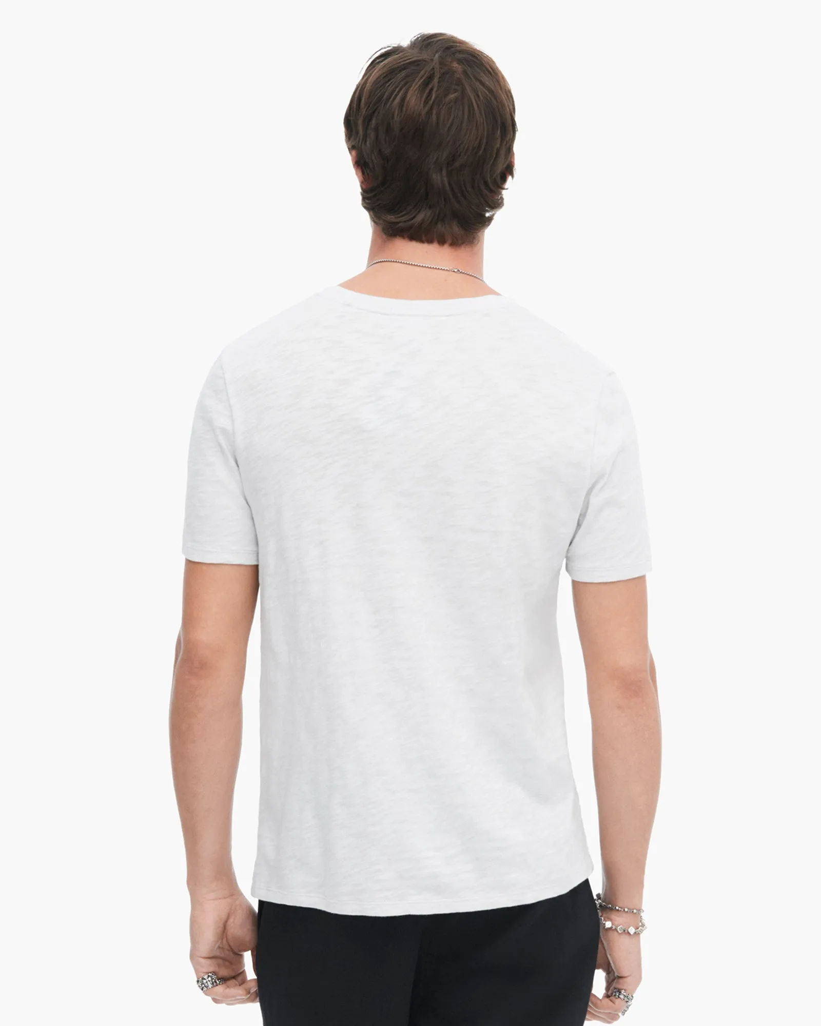 Slub Jersey V-Neck Tee - Silver Breathable Material
