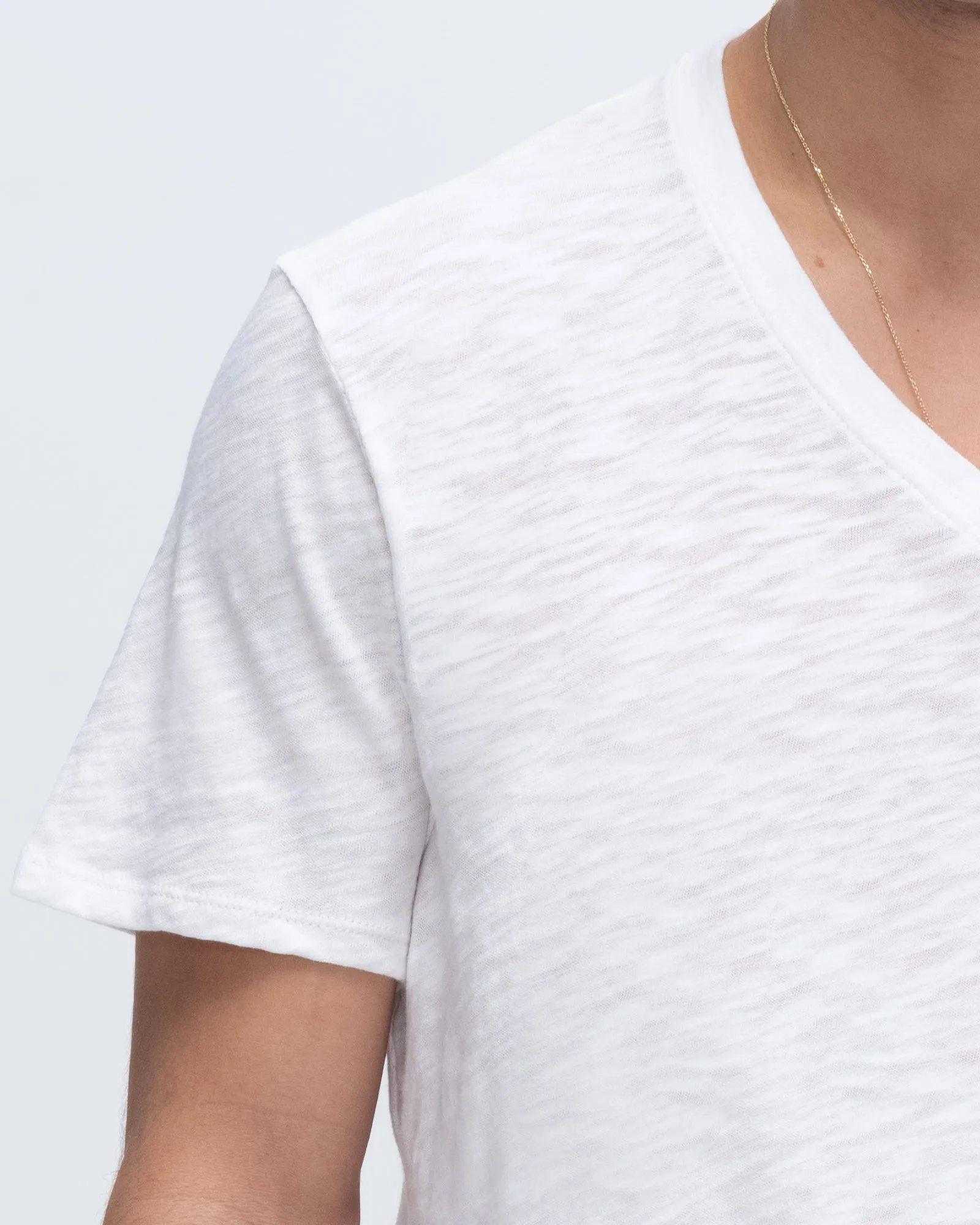 Slub Jersey V-Neck Tee - White Complementary Colors