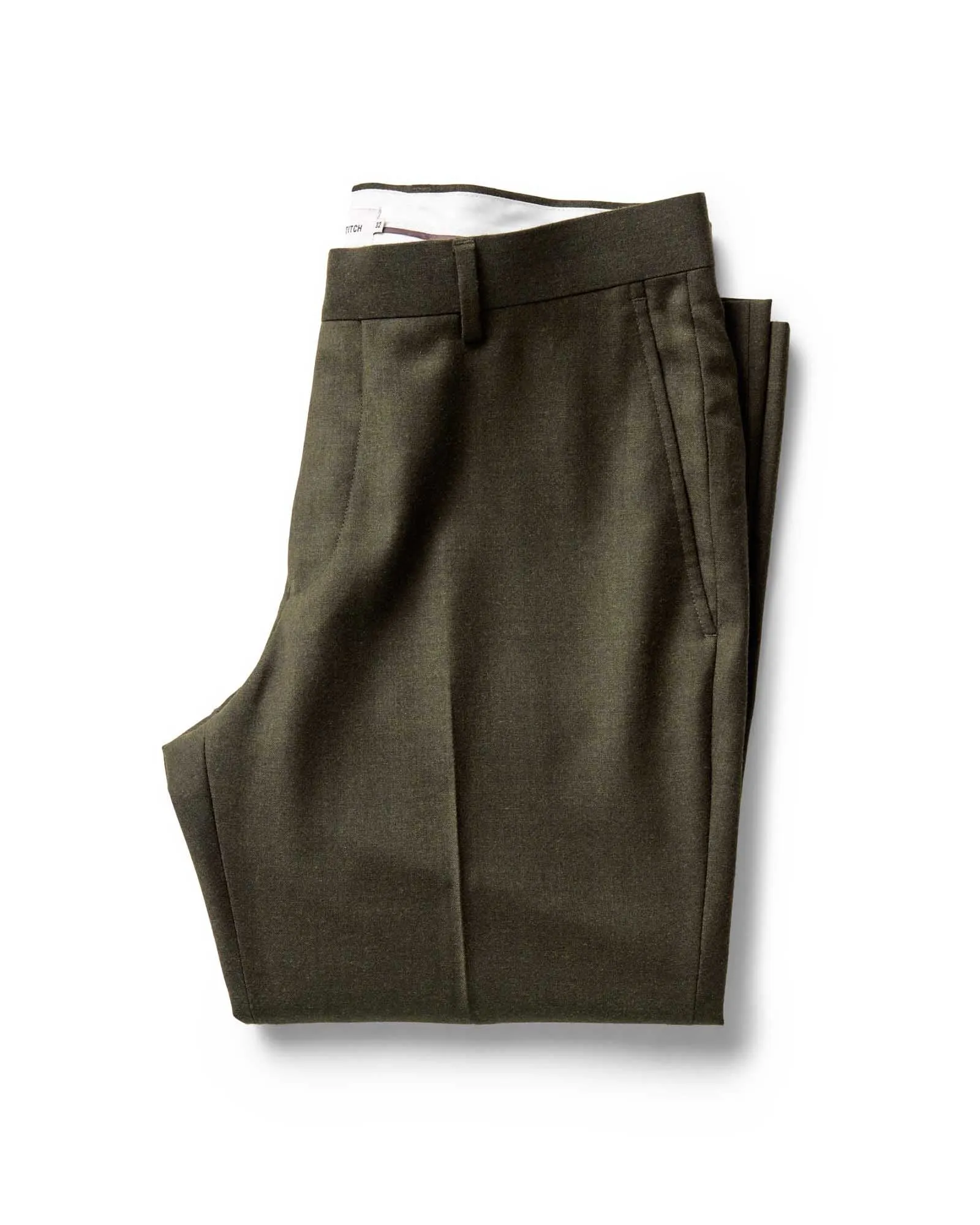 The Stevens Trouser in Black Olive Wool Flannel Seasonal Wear All Around Fit