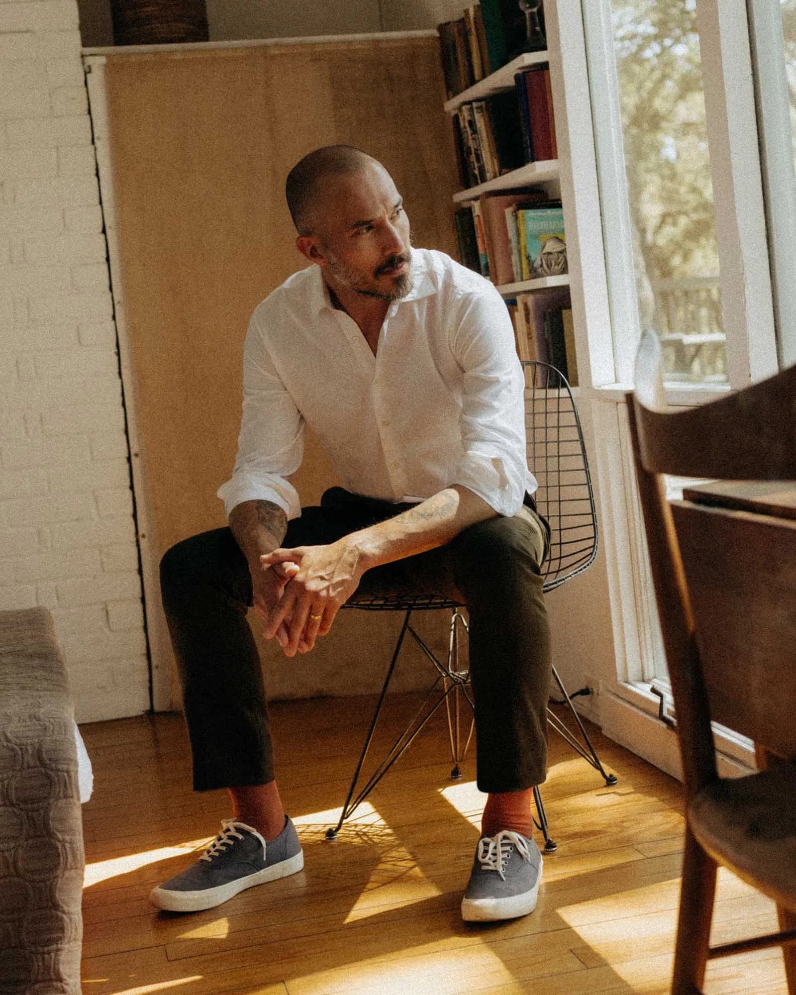 The Stevens Trouser in Black Olive Wool Flannel Stretch waistband Soft Feel