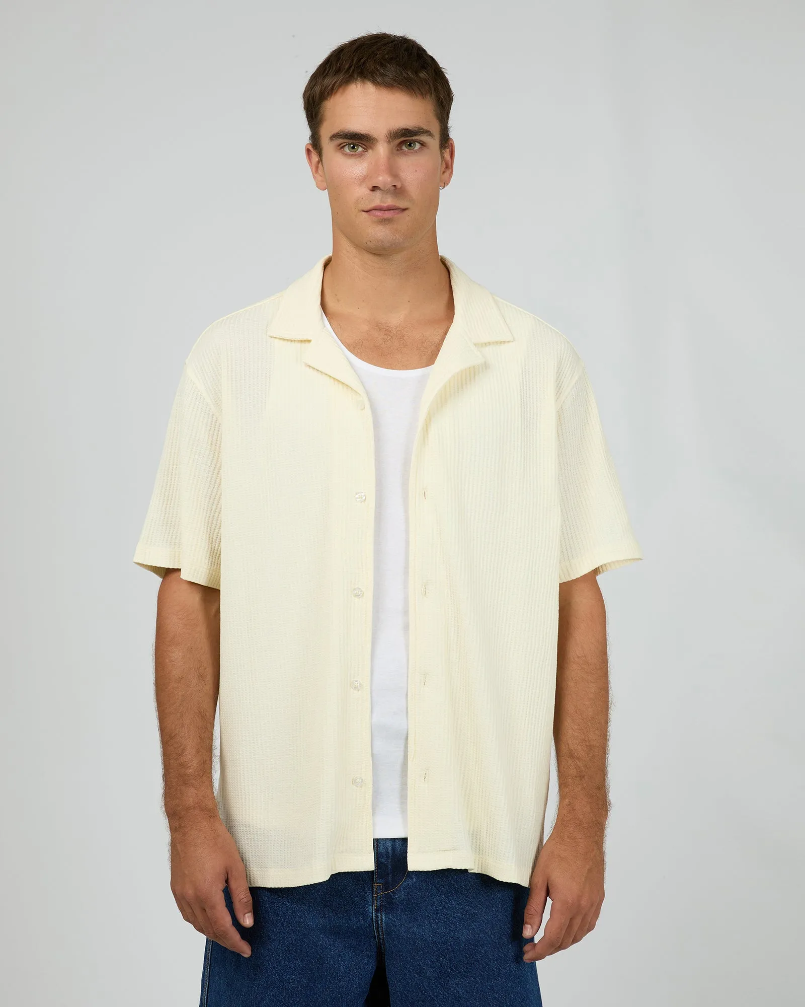 Session Waffle Ss Shirt Natural Youthful Vibe Layered Look