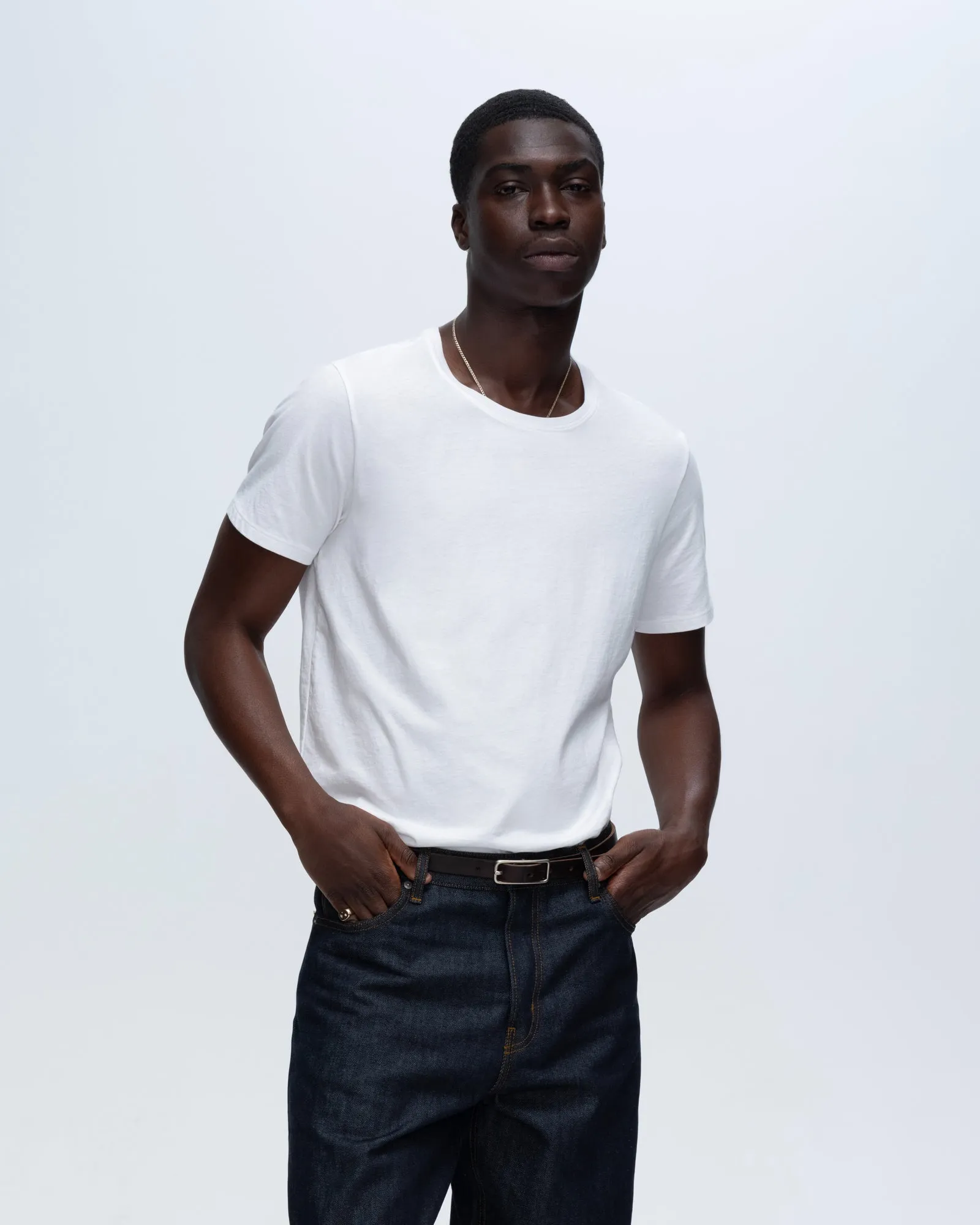 Comfy Active Fit Classic Jersey Crew Neck Tee - White