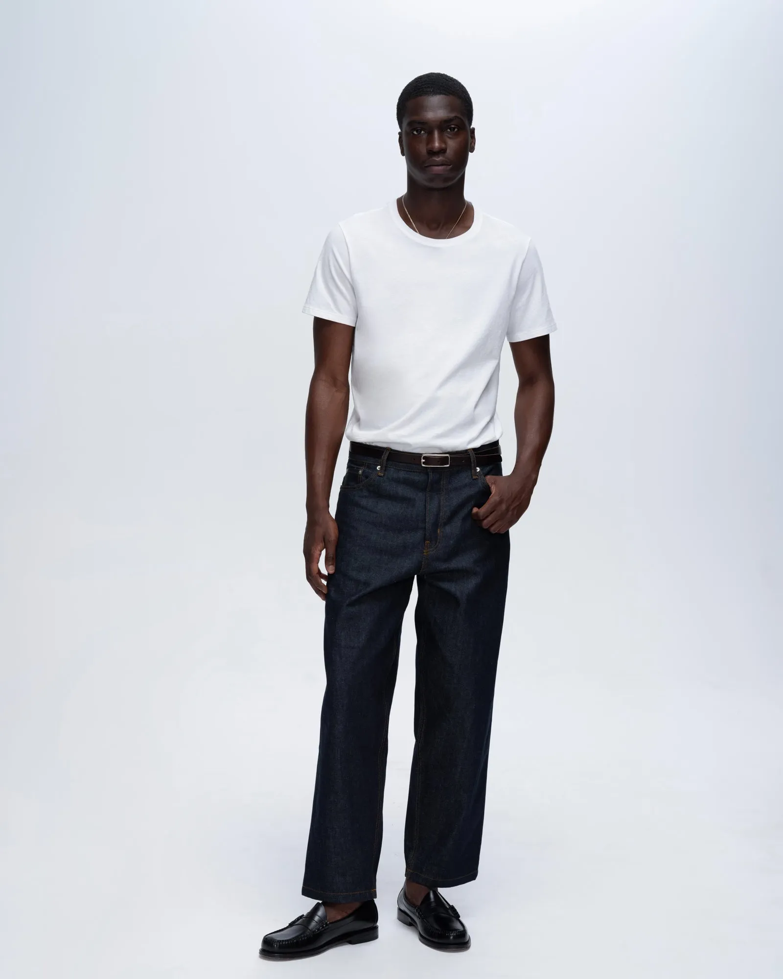 Classic Jersey Crew Neck Tee - White Flexible Collar