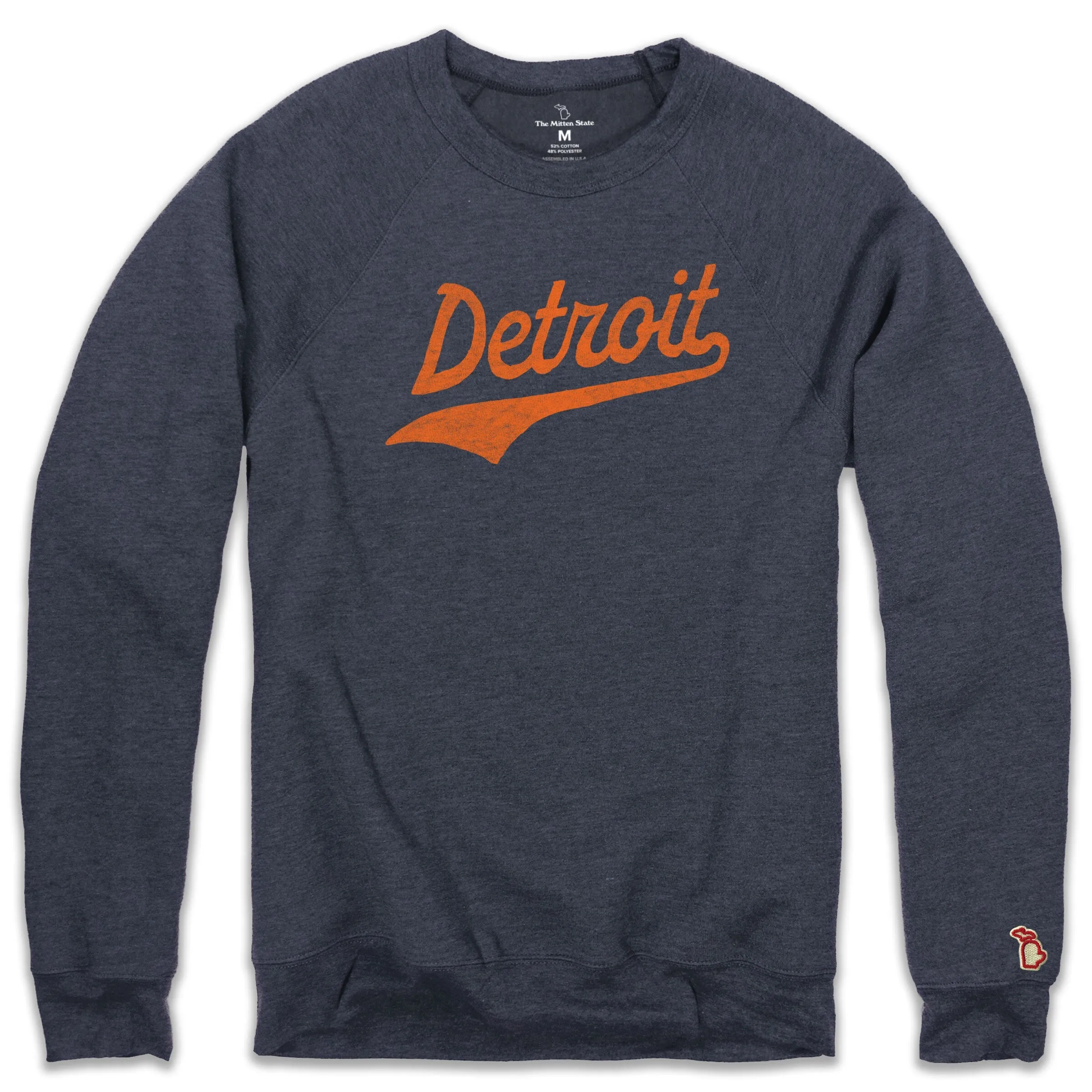 product fluffy softness DETROIT SCRIPT - BASEBALL FLEECE SWEATSHIRT (UNISEX)