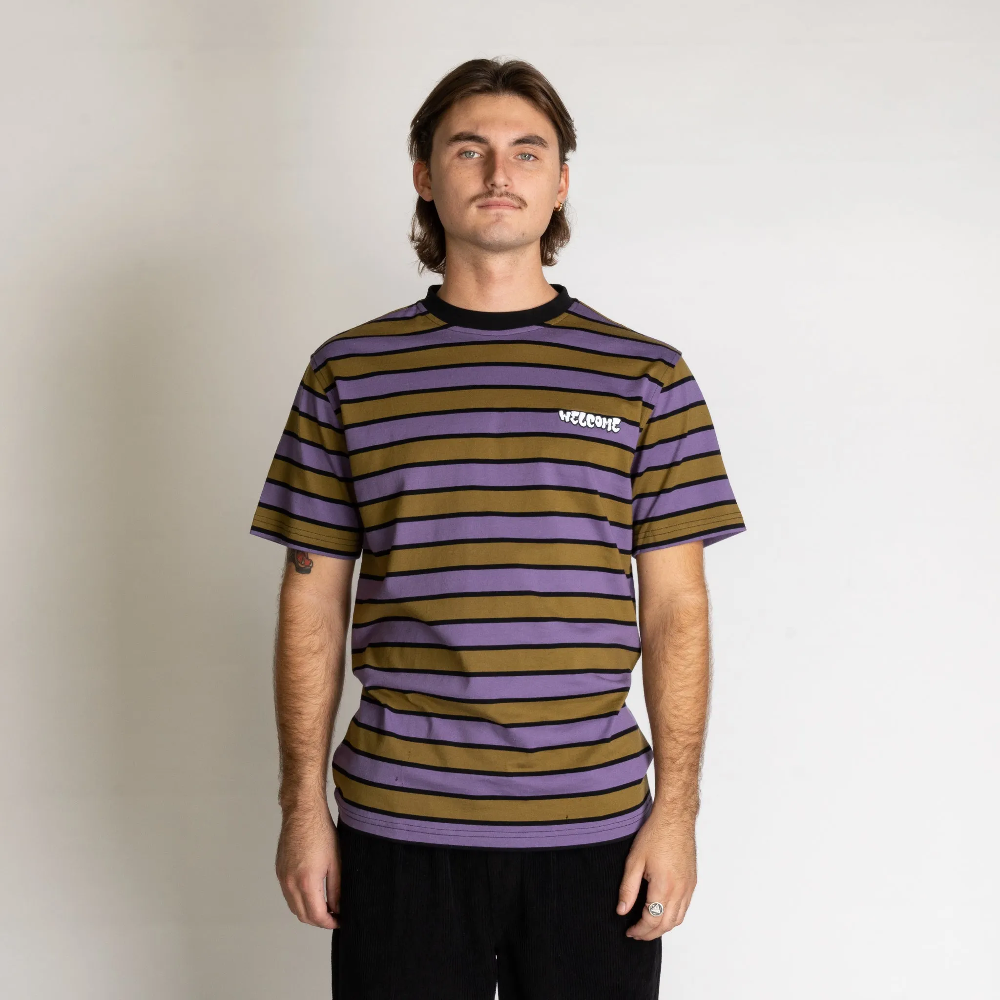 Minimalist Layer Cooper Yarn-Dyed Short Sleeve Knit - Olive