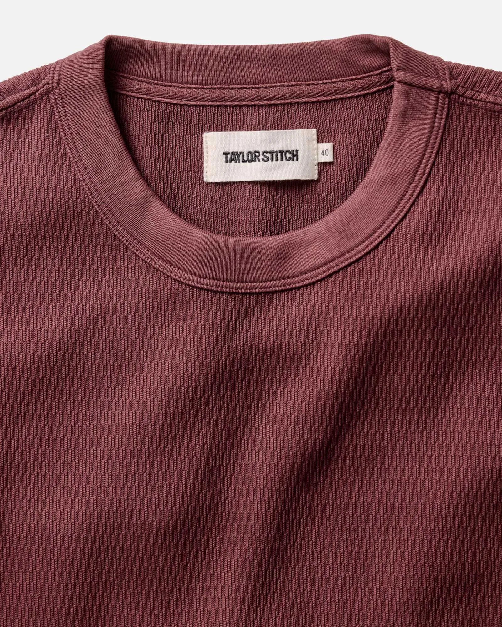 The Organic Cotton Short Sleeve Crew in Burgundy Waffle Flexible Weave