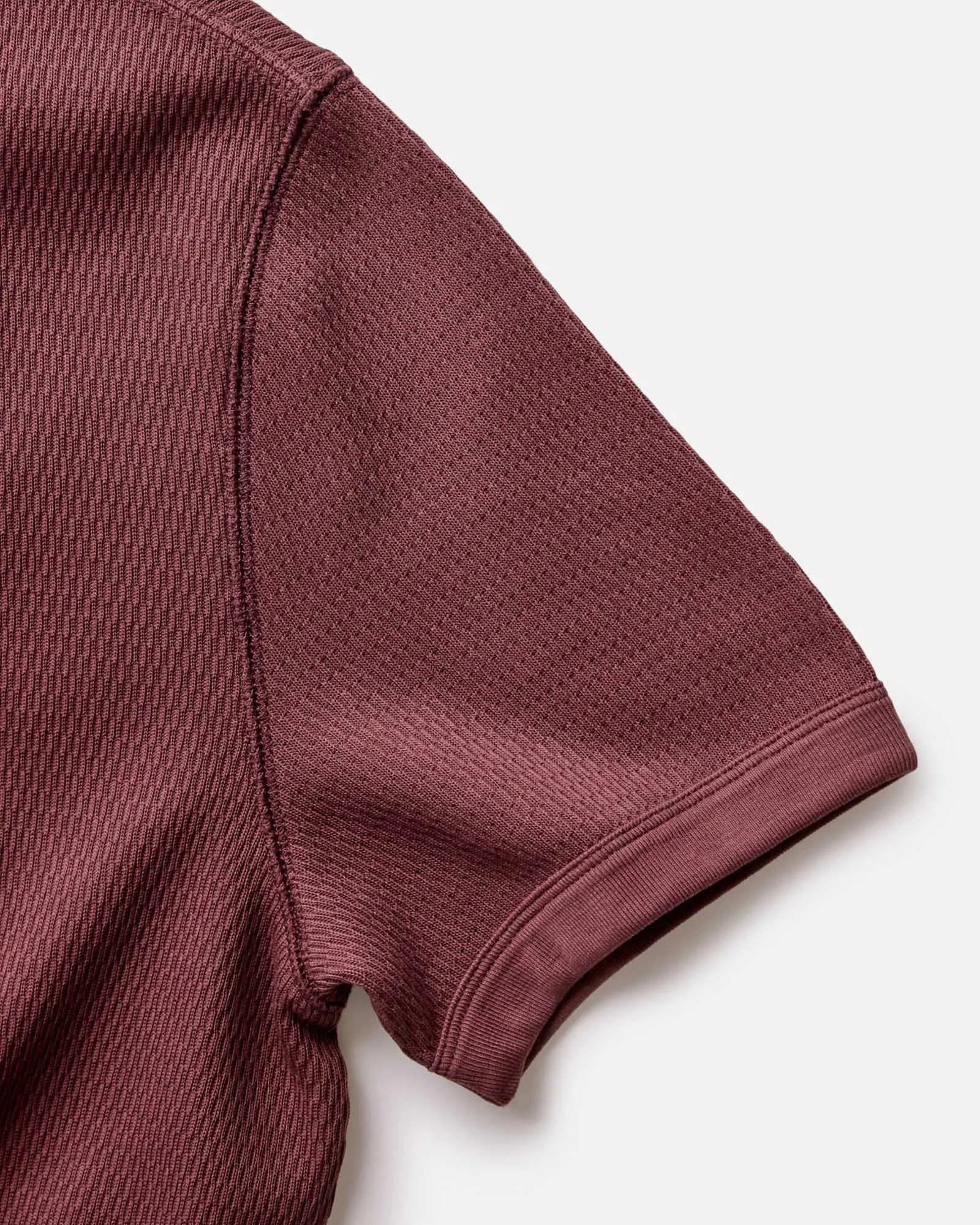 The Organic Cotton Short Sleeve Crew in Burgundy Waffle Essential Layer Smooth Seam Technology