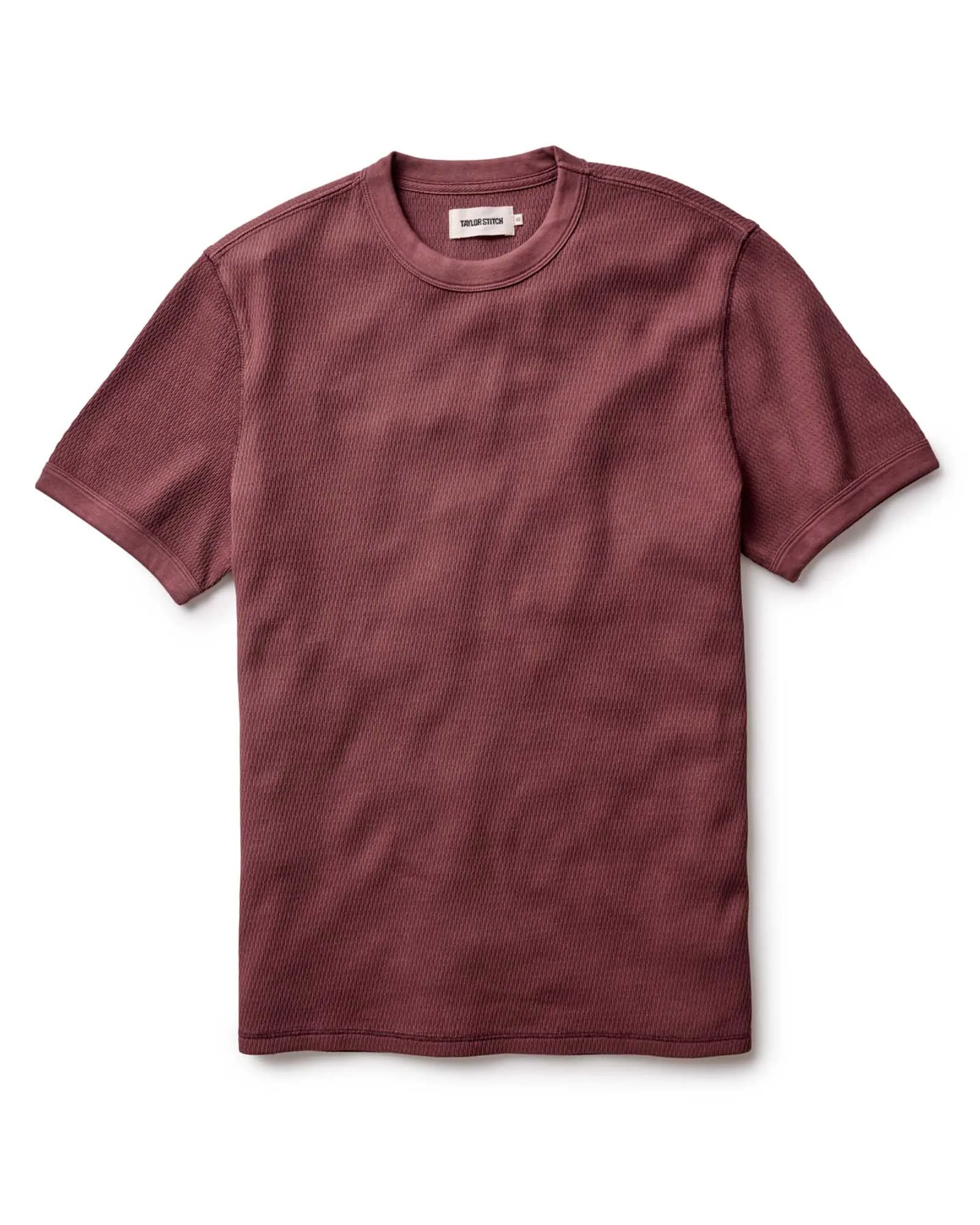 The Organic Cotton Short Sleeve Crew in Burgundy Waffle Minimal Look black friday