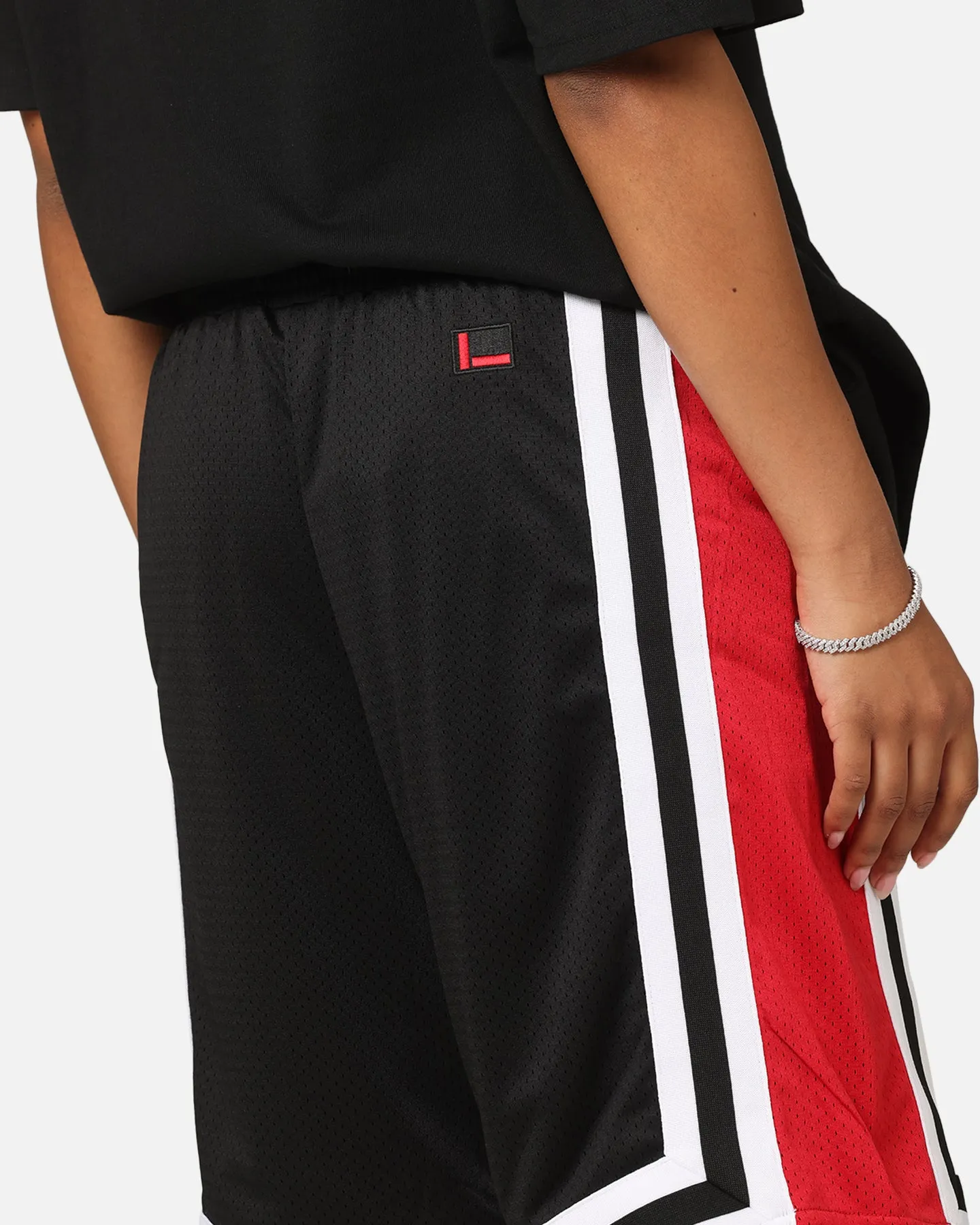 Fubu College Mesh Shorts Black/Red/White Roomy Comfort