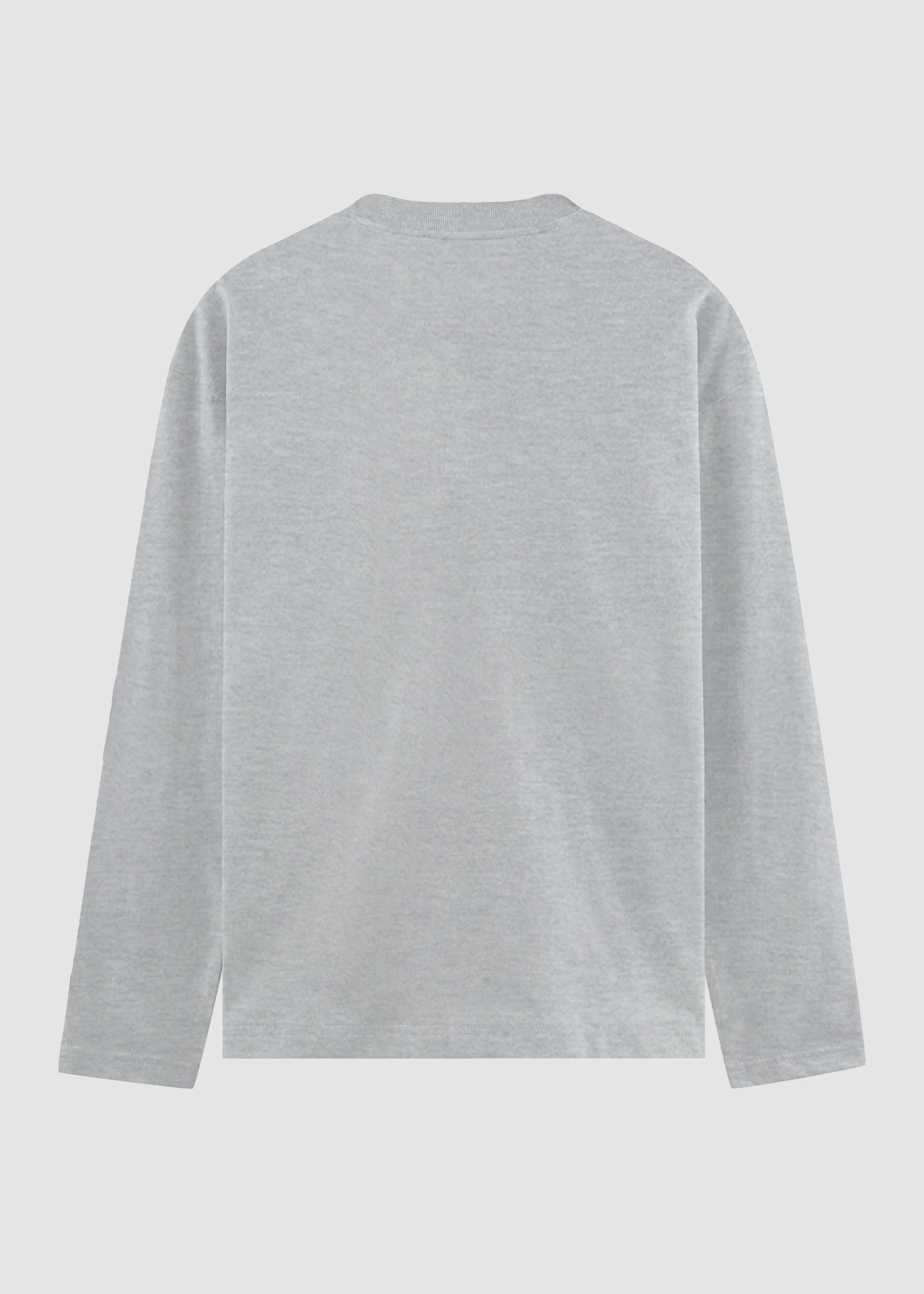 Wrinkle Resistant Cozy Wearable Grey Melange Men's Full Sleeve T-Shirt | MA27