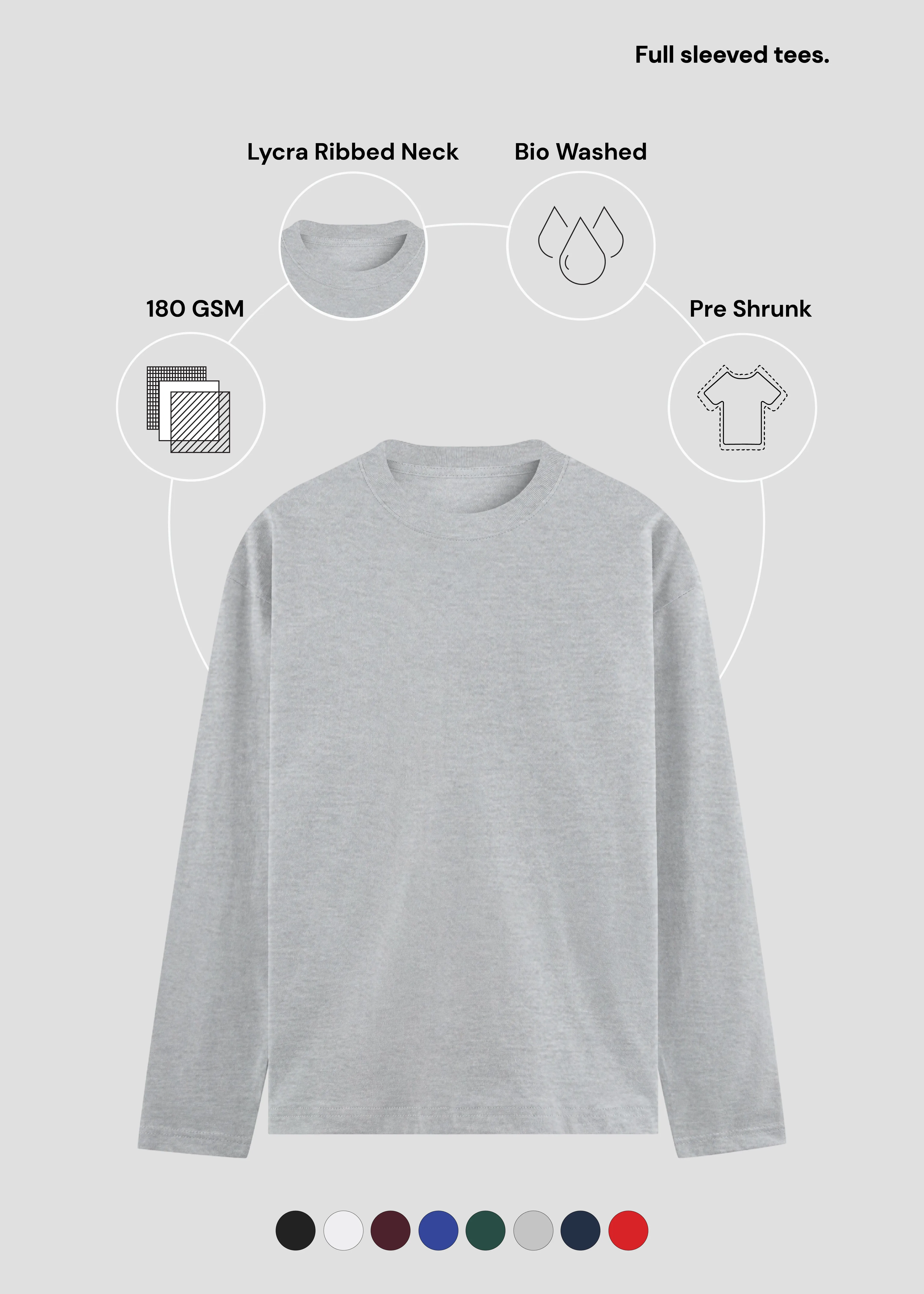 Street Ready soft fit Grey Melange Men's Full Sleeve T-Shirt | MA27