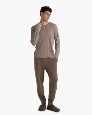 Slub Jersey Long Sleeve Destroyed Wash Tee - Faded Mocha Relaxed Torso Fit