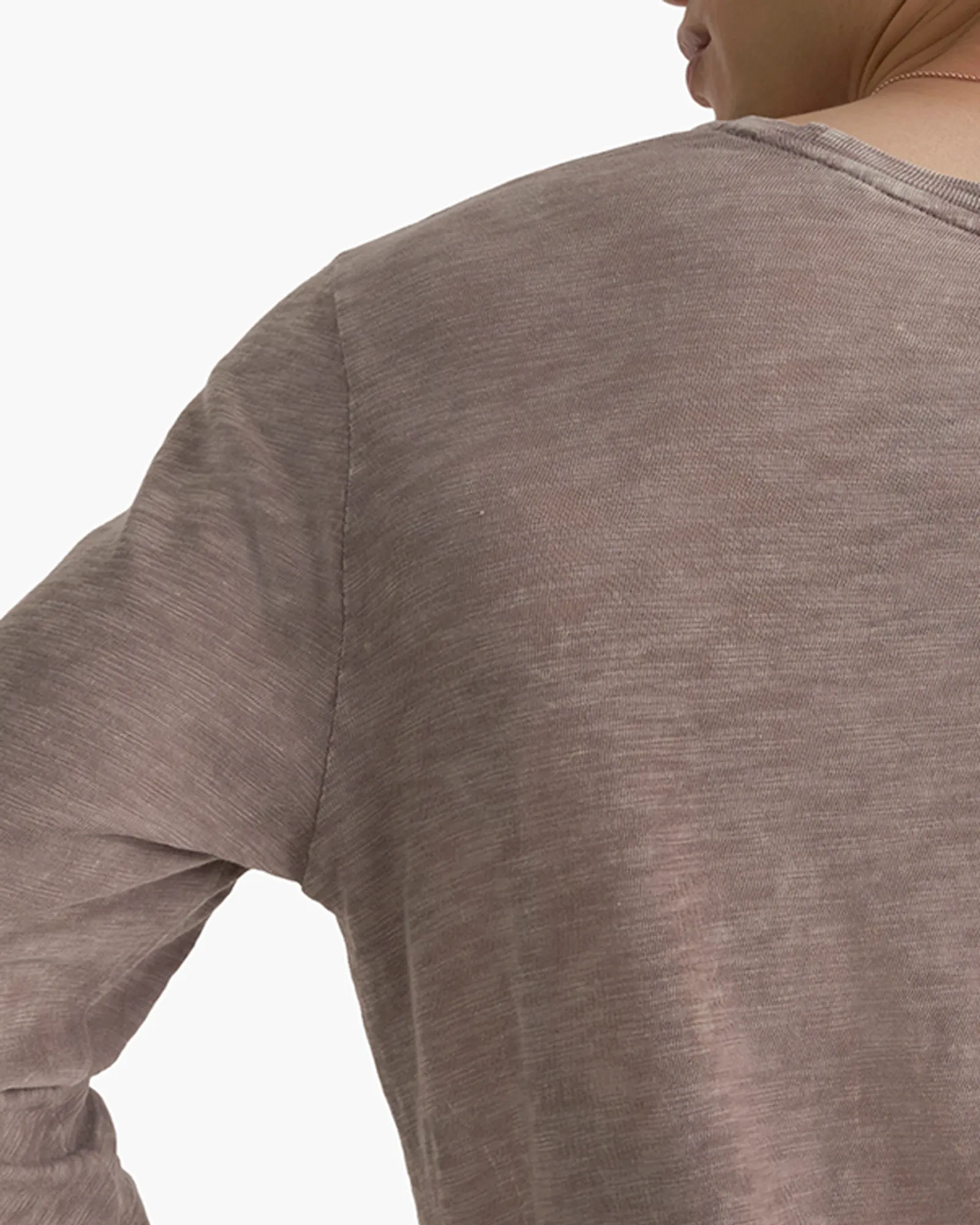 Slub Jersey Long Sleeve Destroyed Wash Tee - Faded Mocha Seasonal Wear