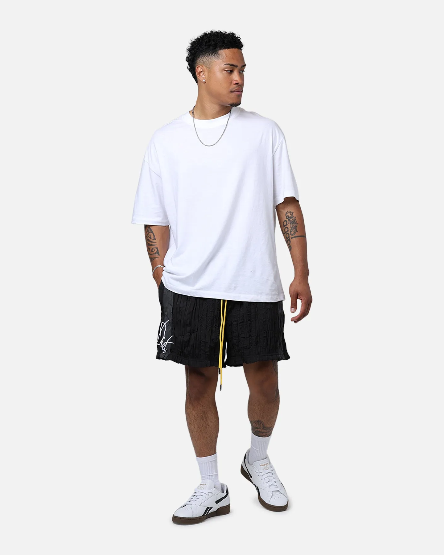 Breathable Mesh Panels Water Repellent Coating Diet Starts Monday Crinkled Nylon Shorts Black/Grey