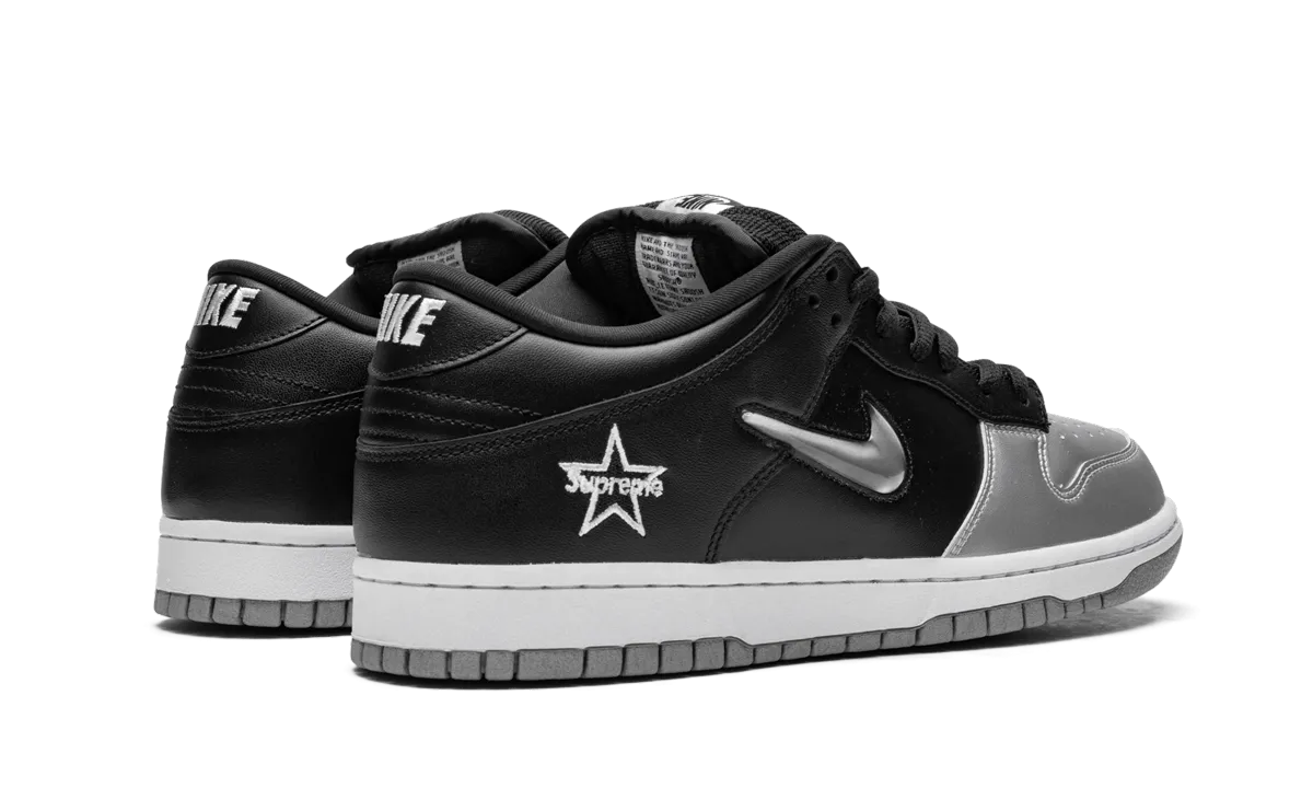 SB Dunk Low OG QS "Supreme - Jewel Swoosh Silver/Black" Multi Density Foam