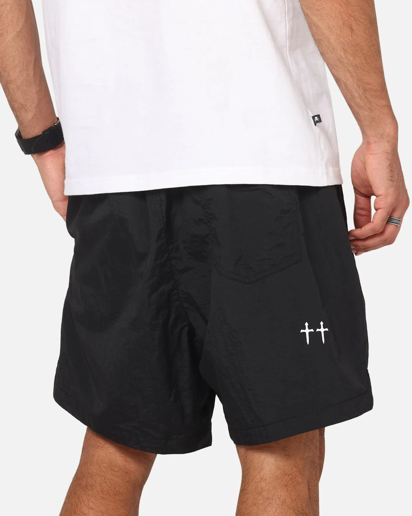 Semi-formal Body Flex Saint Morta Saint Studios Logo Nylon Shorts Black