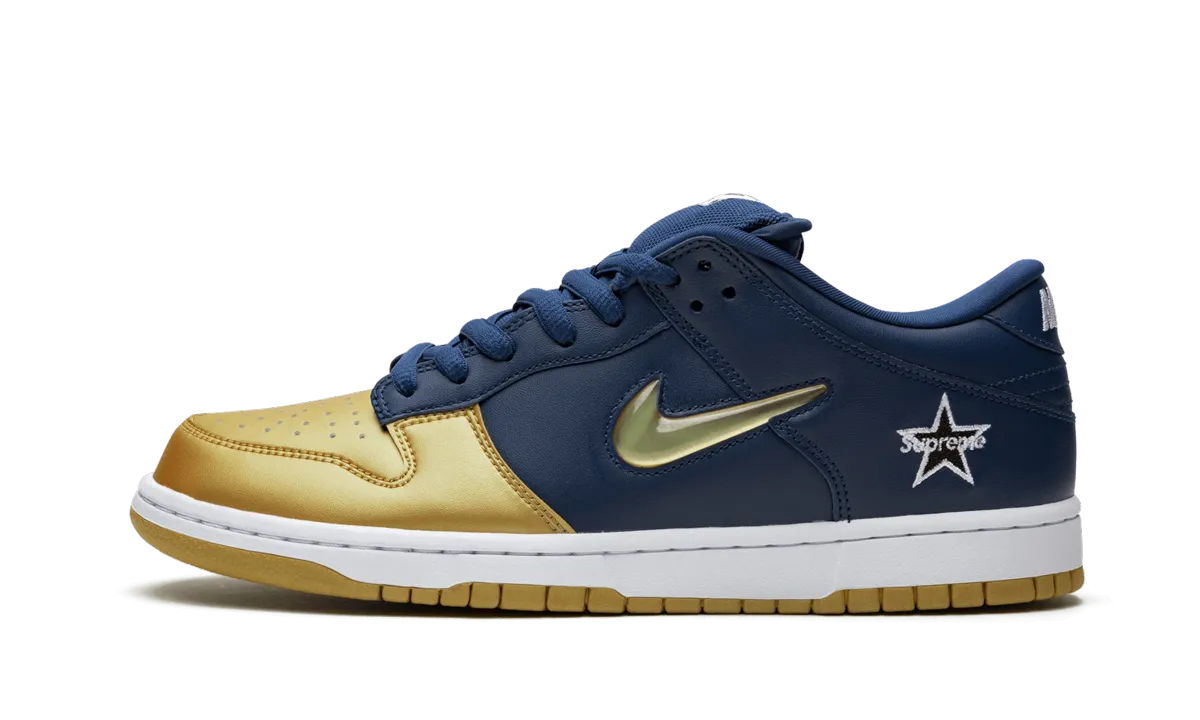 SB Dunk Low "Supreme - Jewel Swoosh Gold/Navy" daily life