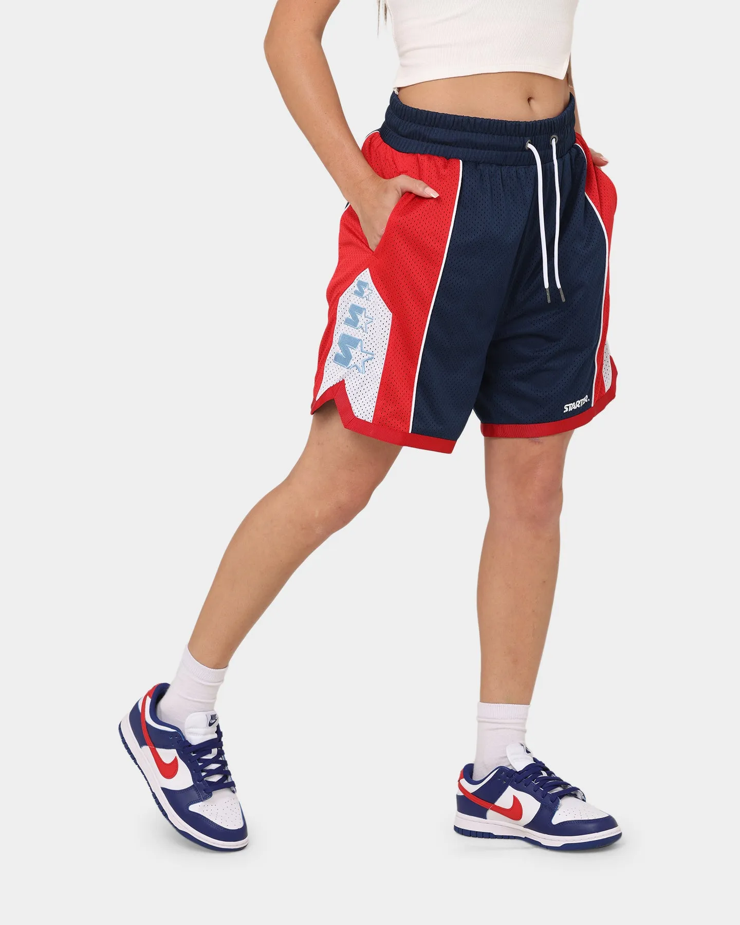 Starter Downtown Basketball Shorts Navy Lightweight Weave Smooth Fit