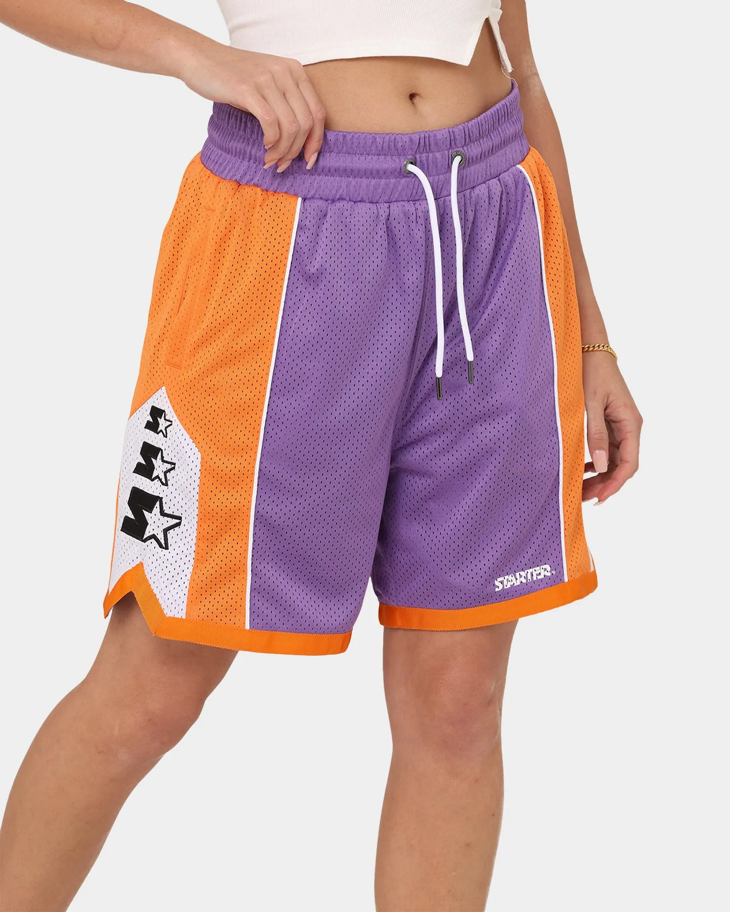 Starter Downtown Basketball Shorts Purple Snag Free Zipper