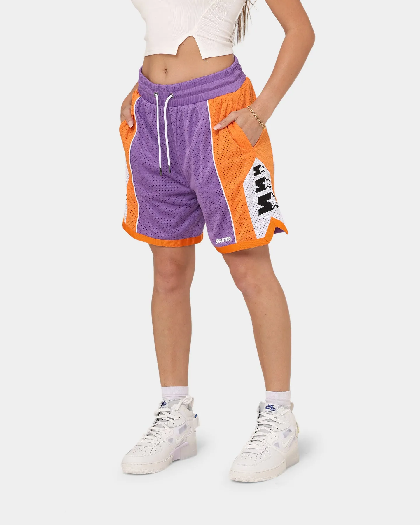 Starter Downtown Basketball Shorts Purple Flexible Waistband lounging clothes