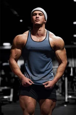 ShockAbsorbing Core Fast-Dry Bodybuilding Workout Stringer - Gray with Black