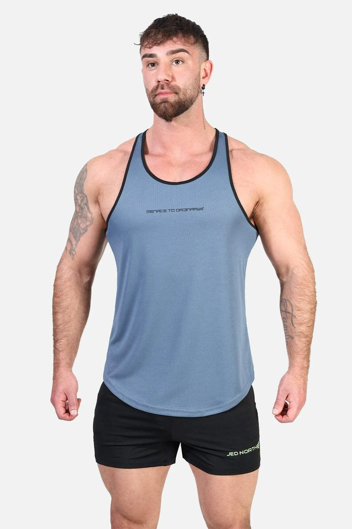 Fast-Dry Bodybuilding Workout Stringer - Gray with Black mining