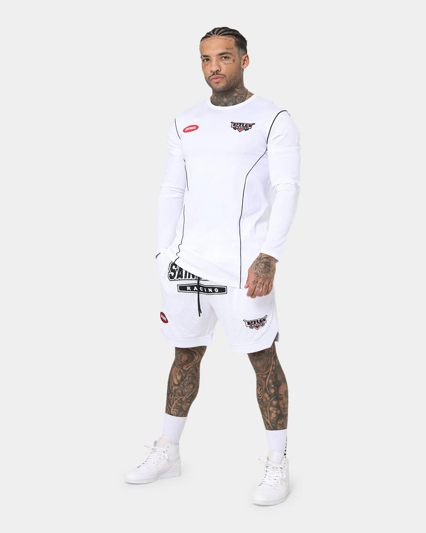 Saint Morta Pro Racing Basketball Shorts White Chill Vibes Fit prom night