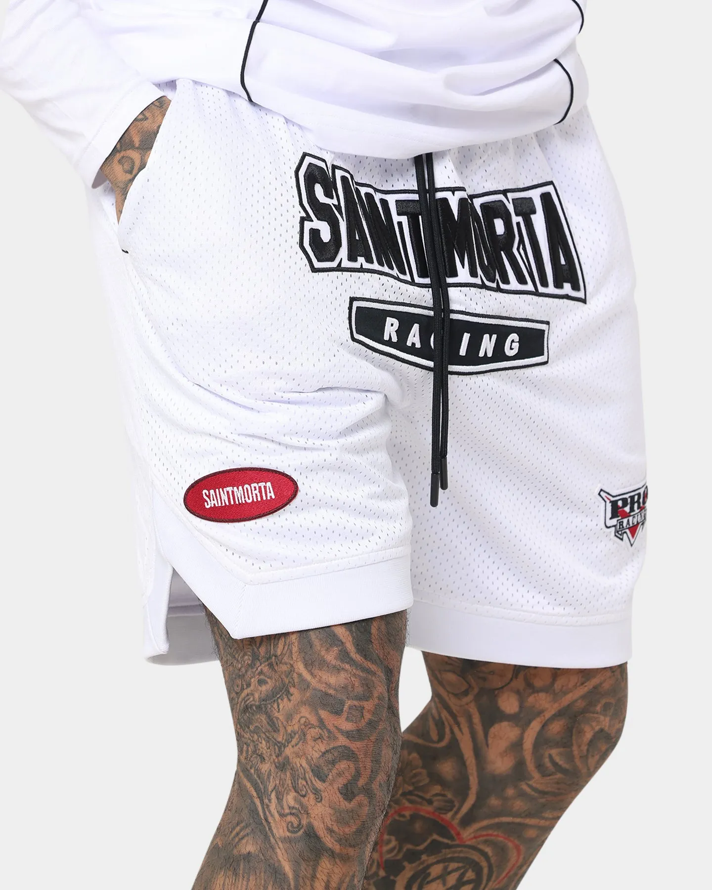 Trendy Comfort Beach-Ready Look Saint Morta Pro Racing Basketball Shorts White
