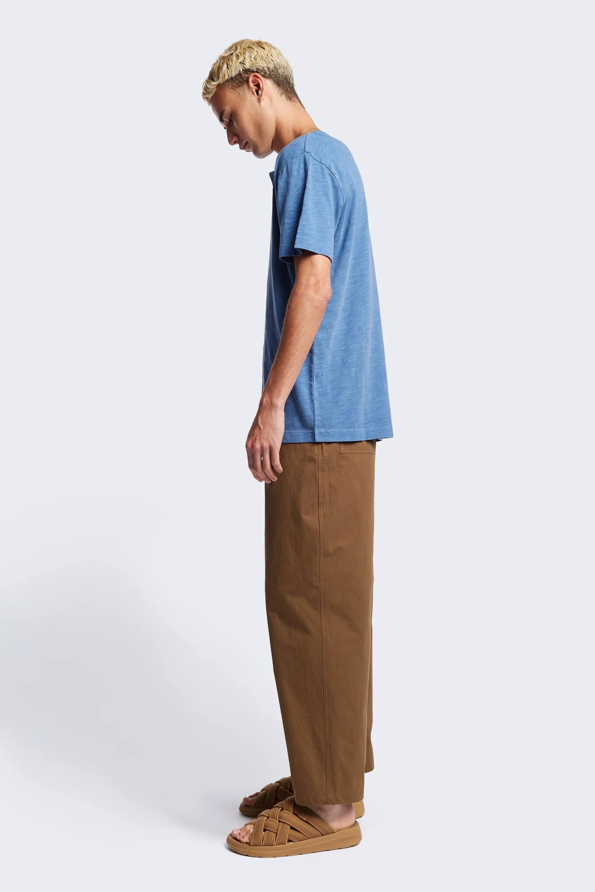 Seam Free Edging Fashion Forward Stratus Henley T-Shirt Blue