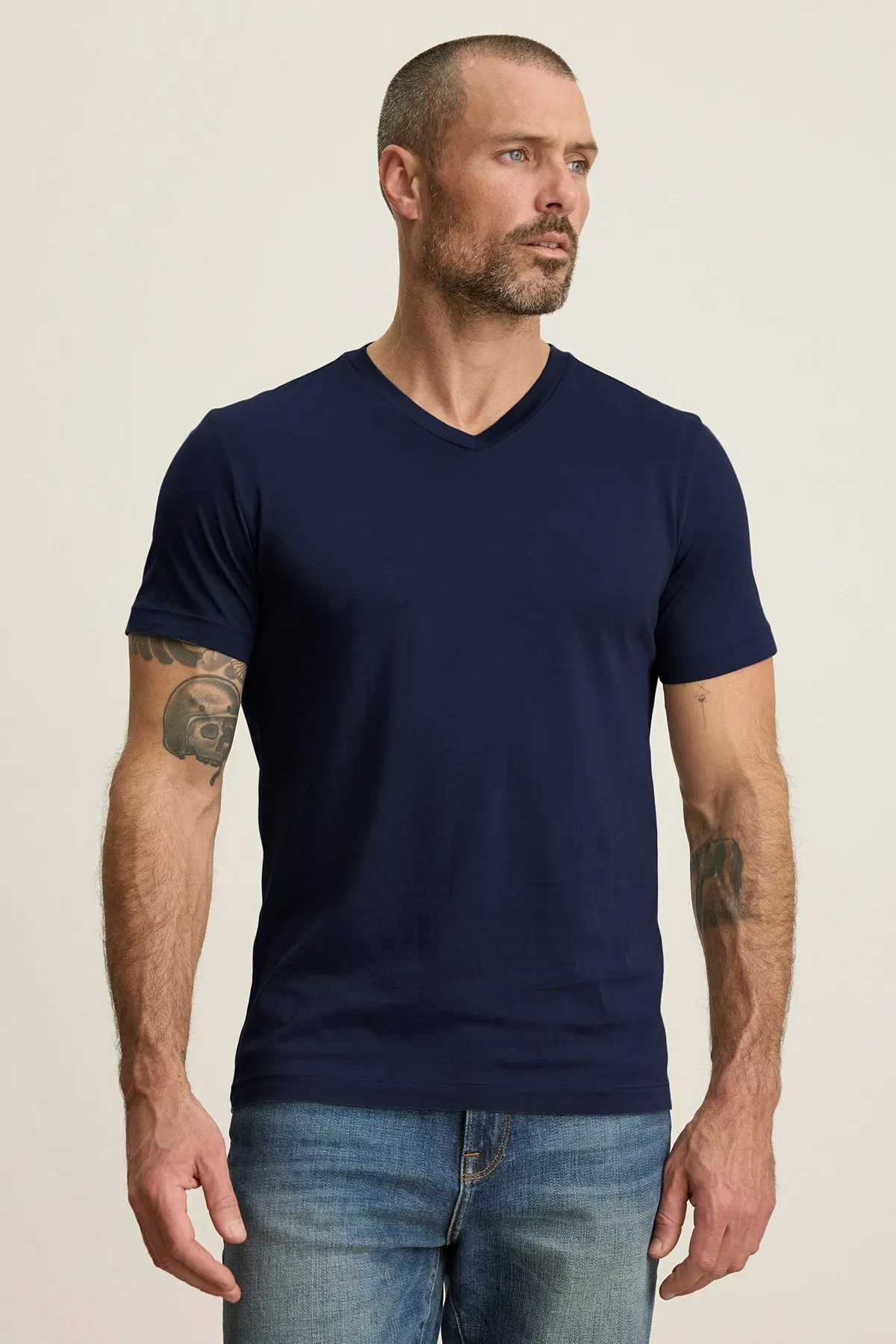 SAMSEN TEE Soft Touch Texture Raw Edge Hem