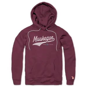 PURE MICHIGAN - MUSKEGON SCRIPT ALL SEASON HOODIE (UNISEX) ribbon accents