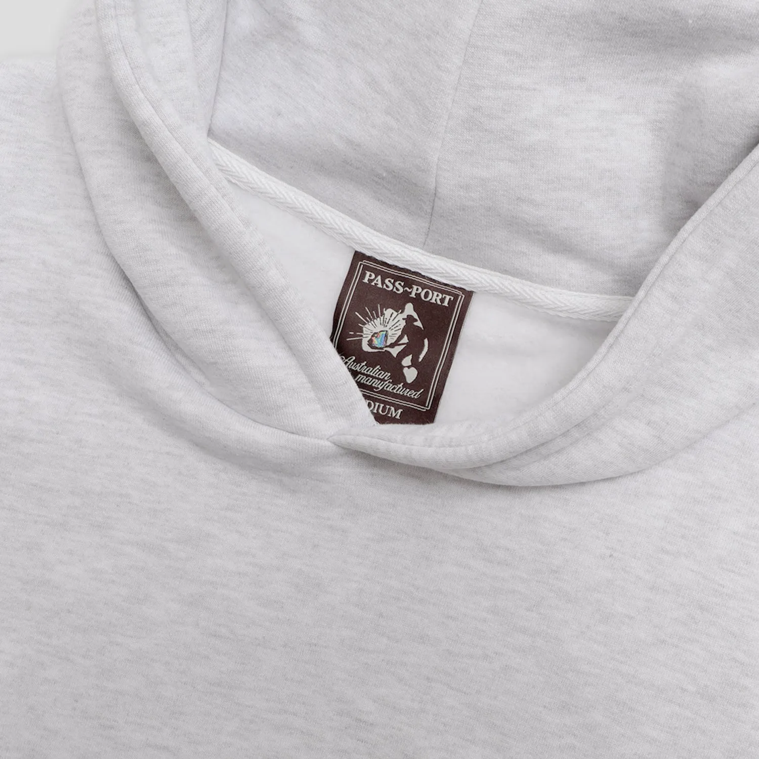 Buttoned belt accents Pass~Port Australian Manufactured Hoodie - White Marle