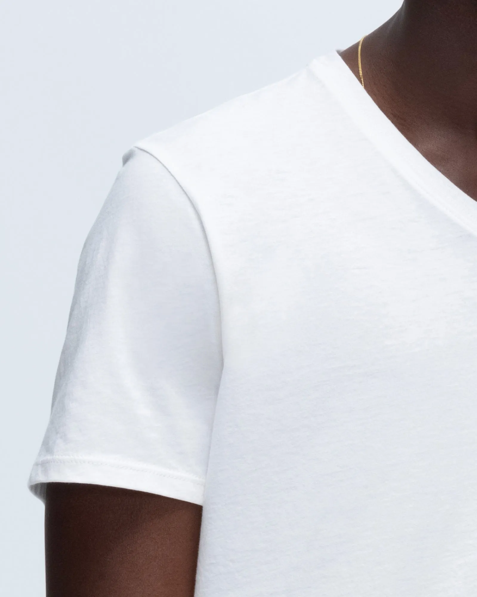Classic Jersey V-Neck Tee - White Stylish Wear