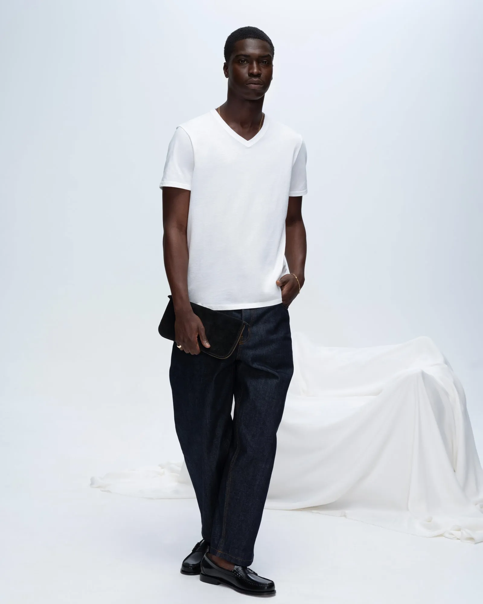 Daily Comfort Classic Jersey V-Neck Tee - White