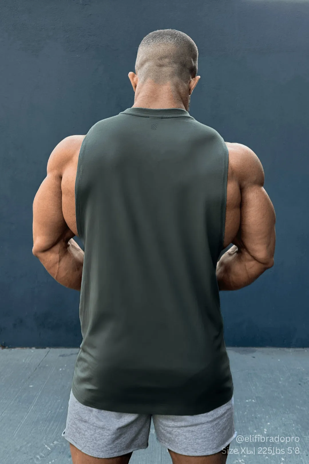 Apollo Men's Sleeveless Training Tee - Stone Blue Non Restrictive Cuffs Offense - capable