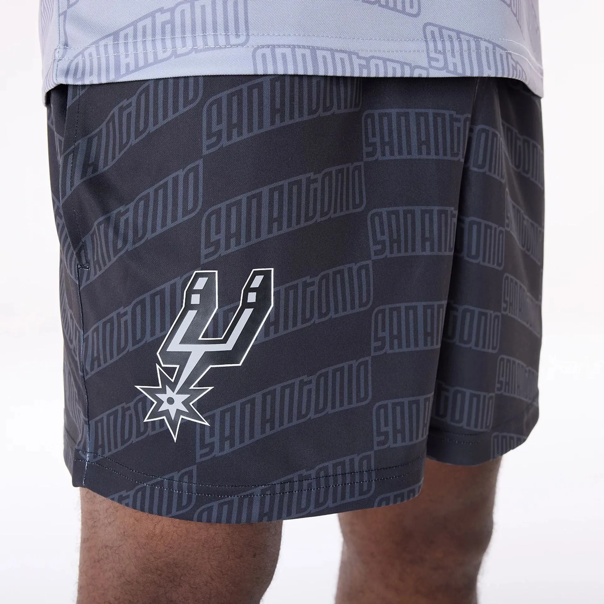 kids' style San Antonio Spurs NBA All Over Print Graphic Black Shorts