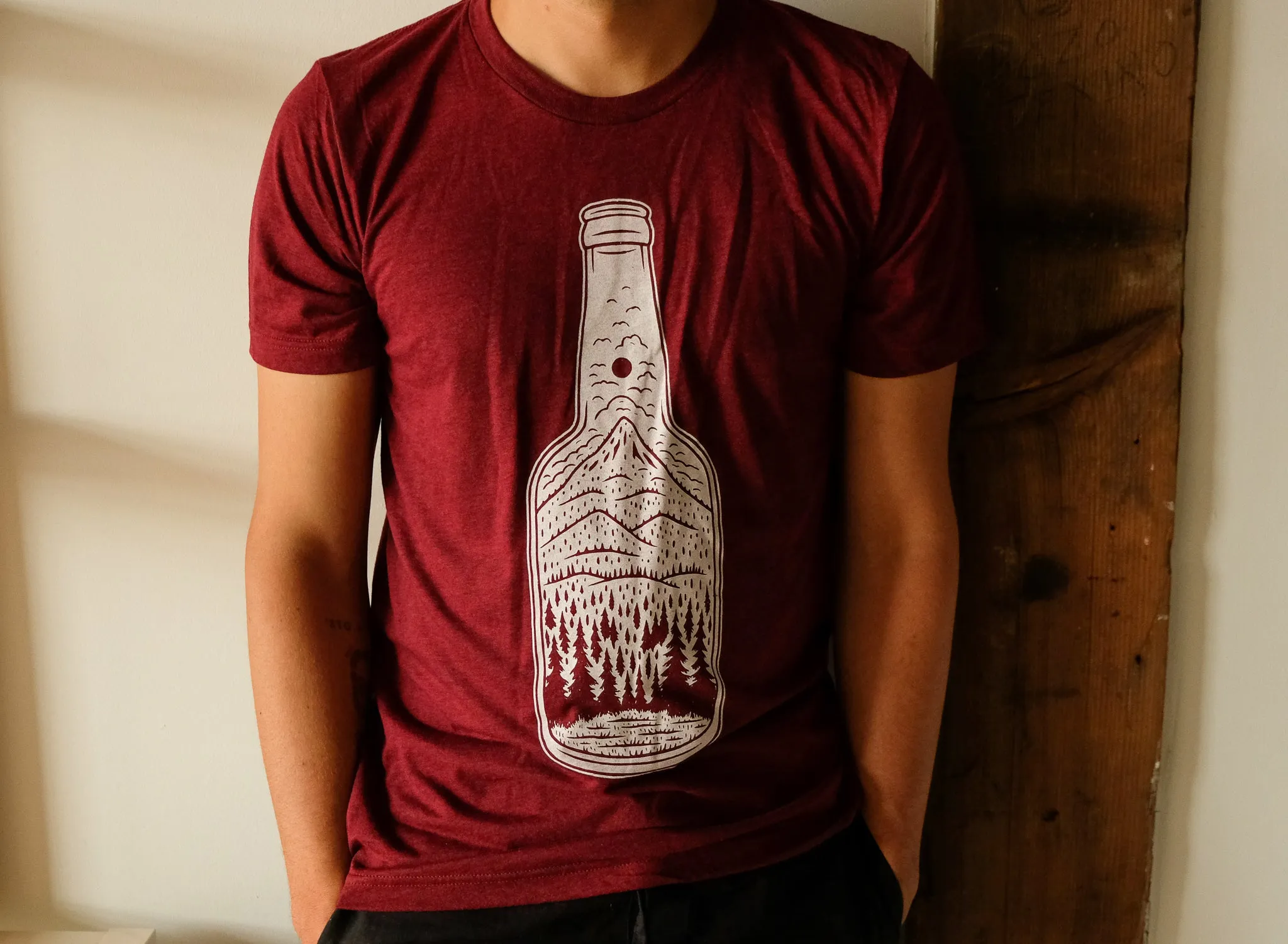 Bottle Tee-Cranberry Triblend Versatile Wear Seasonal top