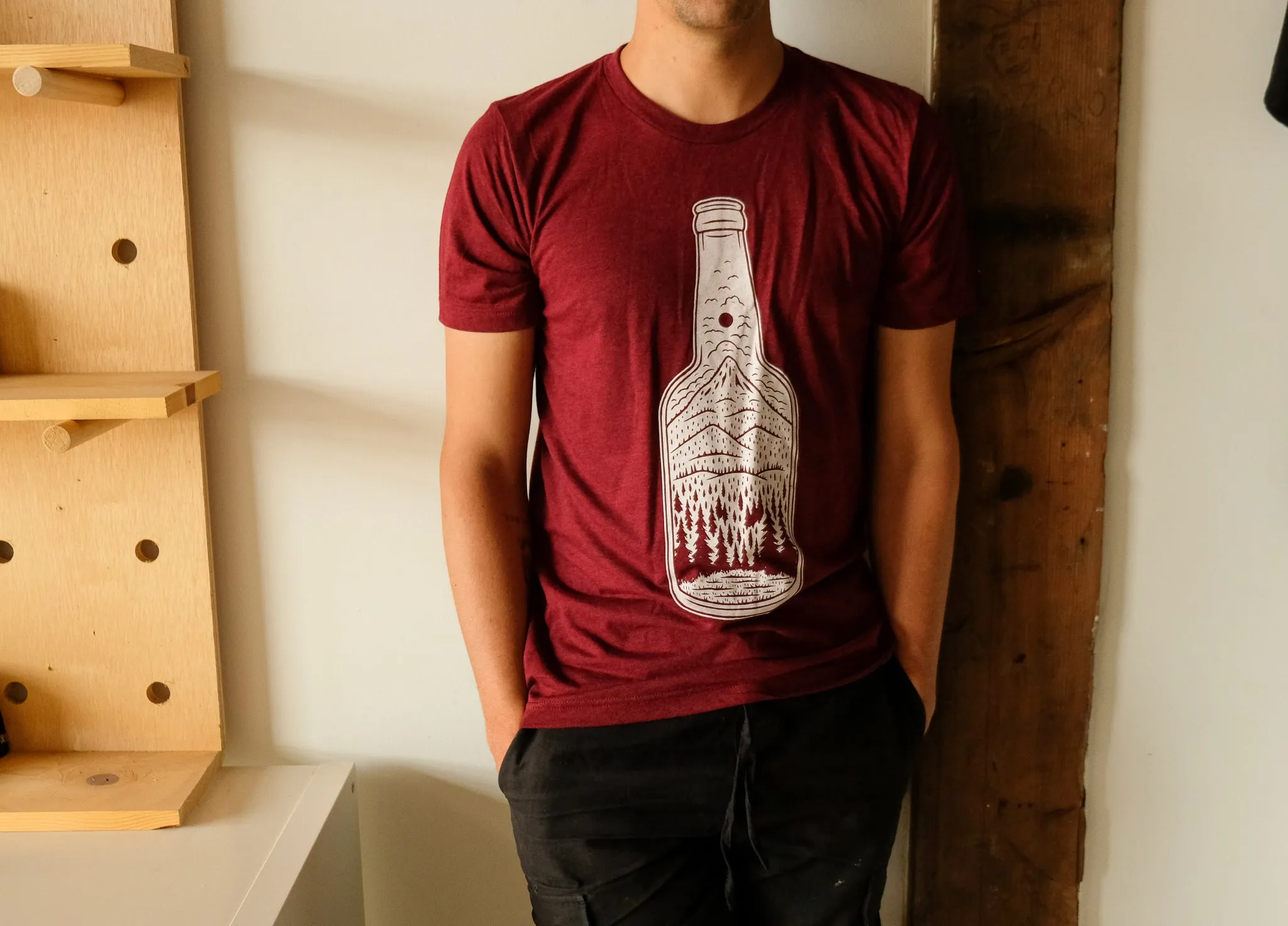 Bottle Tee-Cranberry Triblend Quick Dry Comfort