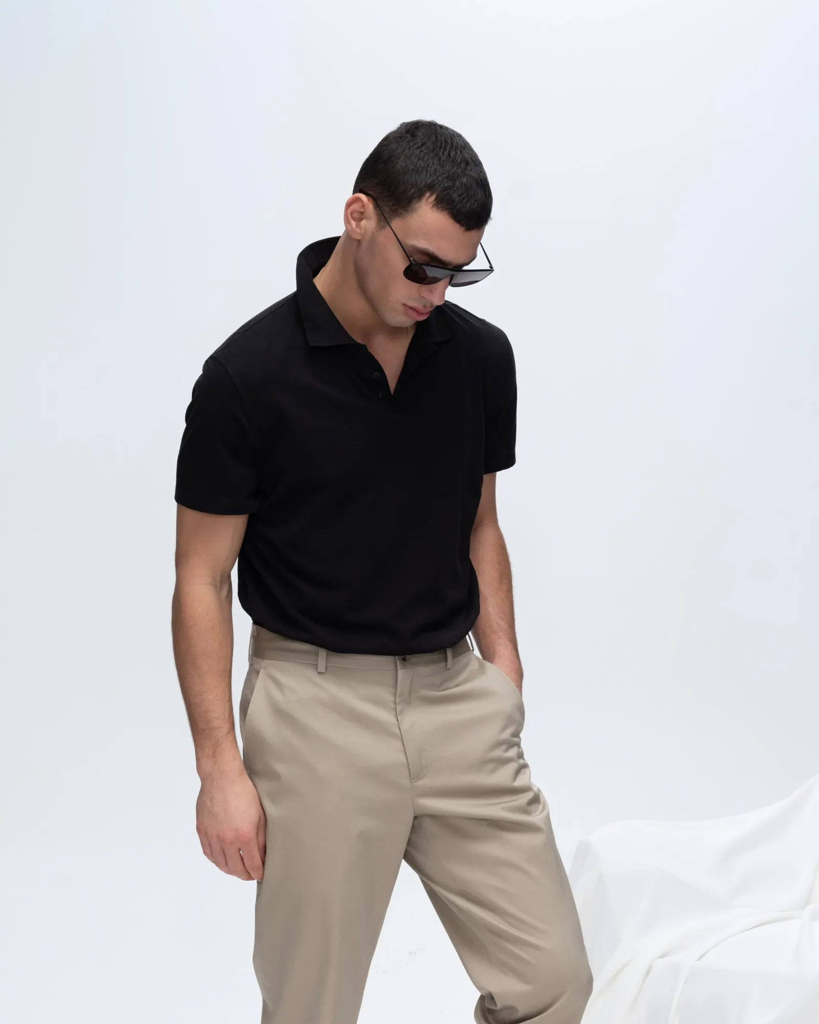 Rooftop Bar Thermoregulating Layer Classic Jersey Polo - Black
