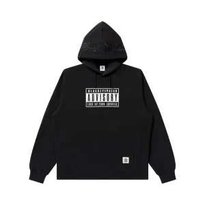 Fresh Relaxed Adjustable Hood ADVISORY LABEL HOODIE BLACK