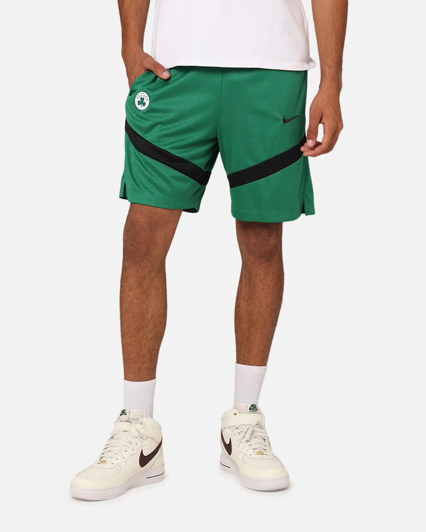Nike Boston Celtics Dri-FIT Practice Icon  Shorts Clover/Black Relax Fit Comfort Reflective accents