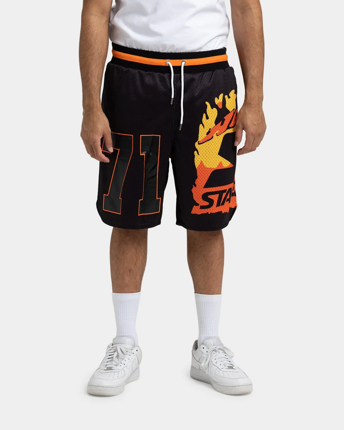 Starter Hot Fire Basketball Shorts Black Sporty Vibe Hypoallergenic Textile