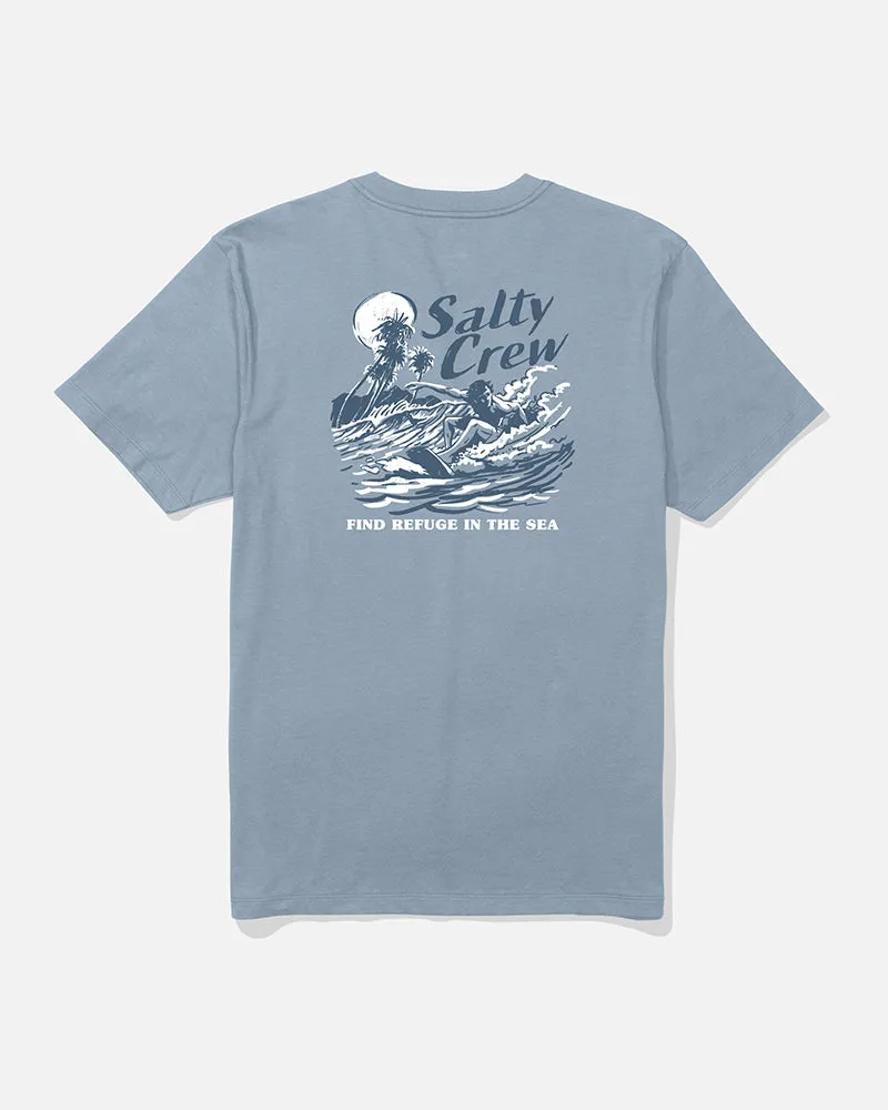Surf Camp Ss Tee - Blue Fog Holiday Outfit Style Stylish