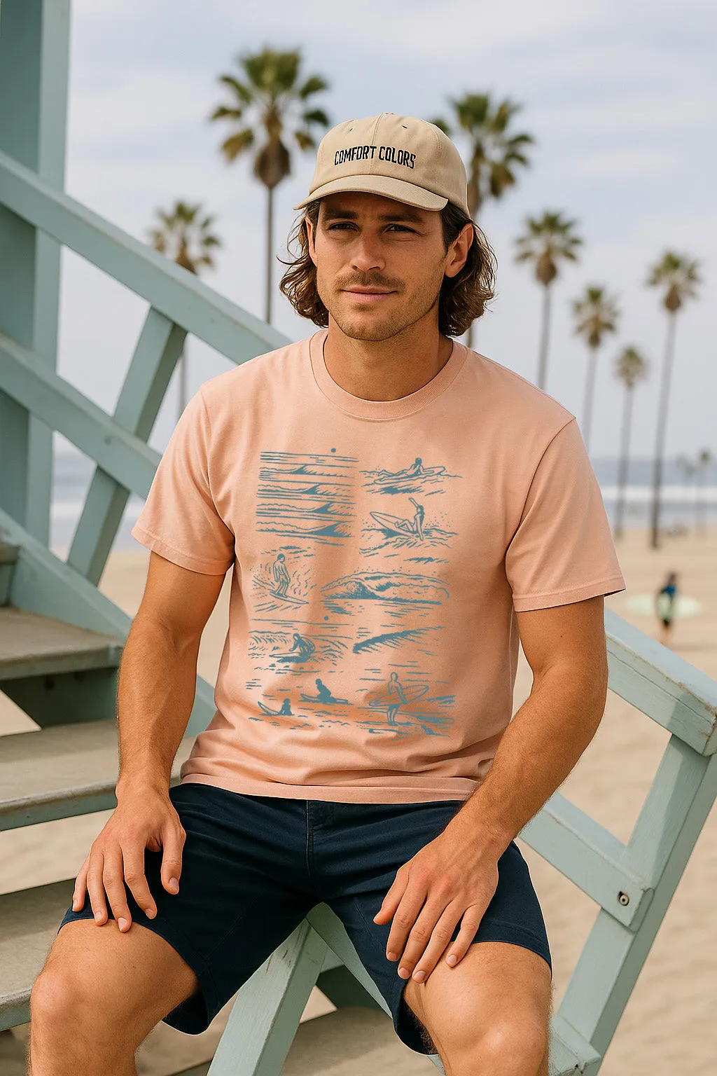 Surfers Tee-Vintage Peach Trendy All-Day