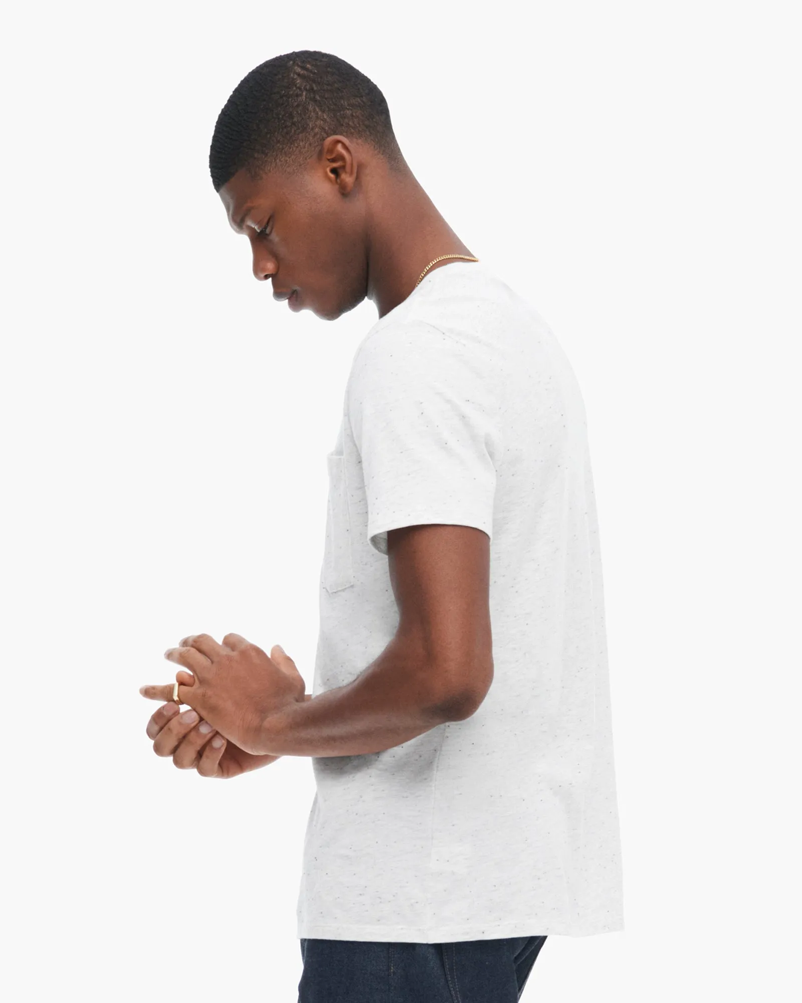 Essential Clothing Anti microbial coating Donegal Jersey Short Sleeve Pocket Tee - H. Silver