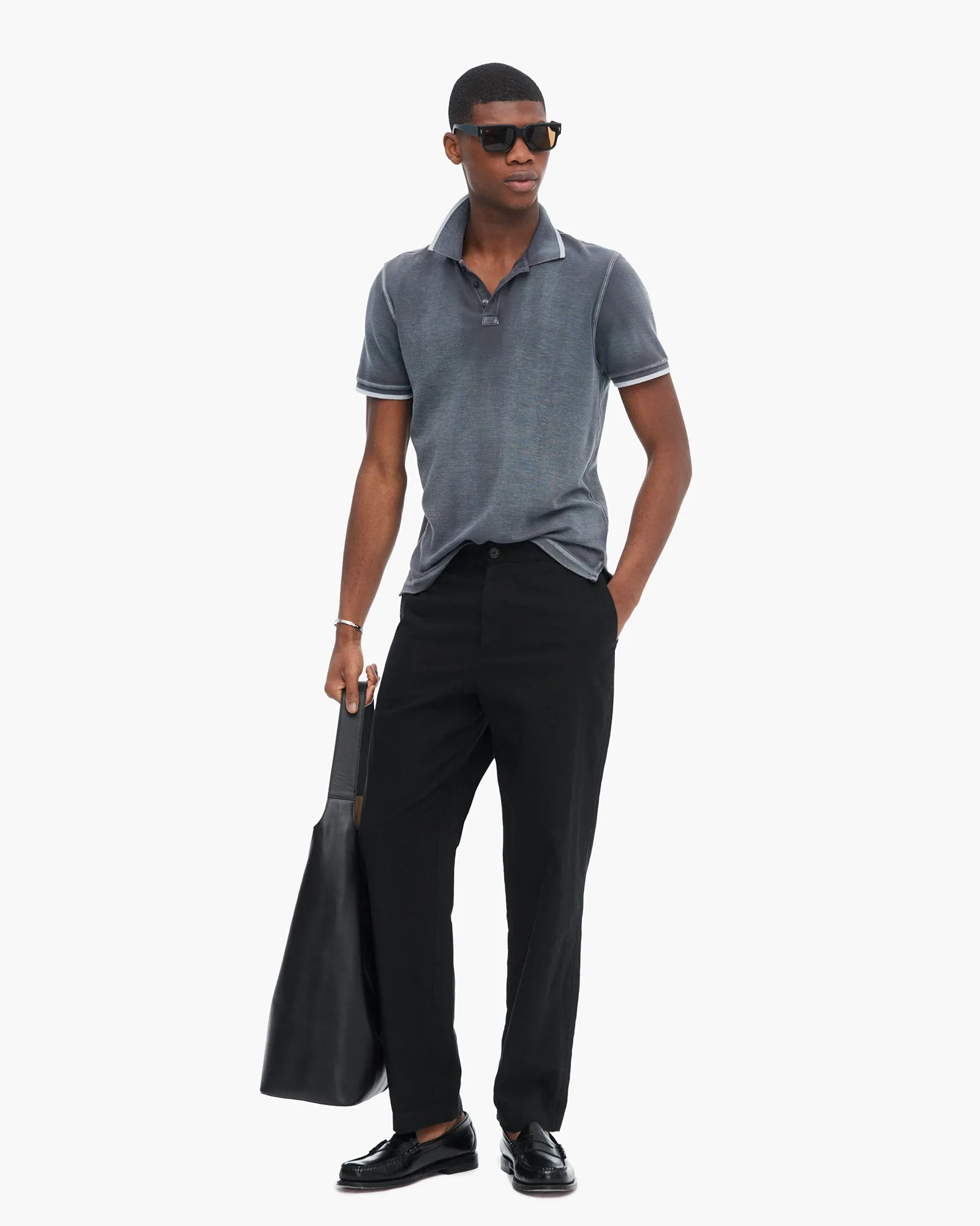 Anti Static Finish Trendsetter Choice Pique Pigment Wash Short Sleeve Polo with Tipping  - Slate Grey