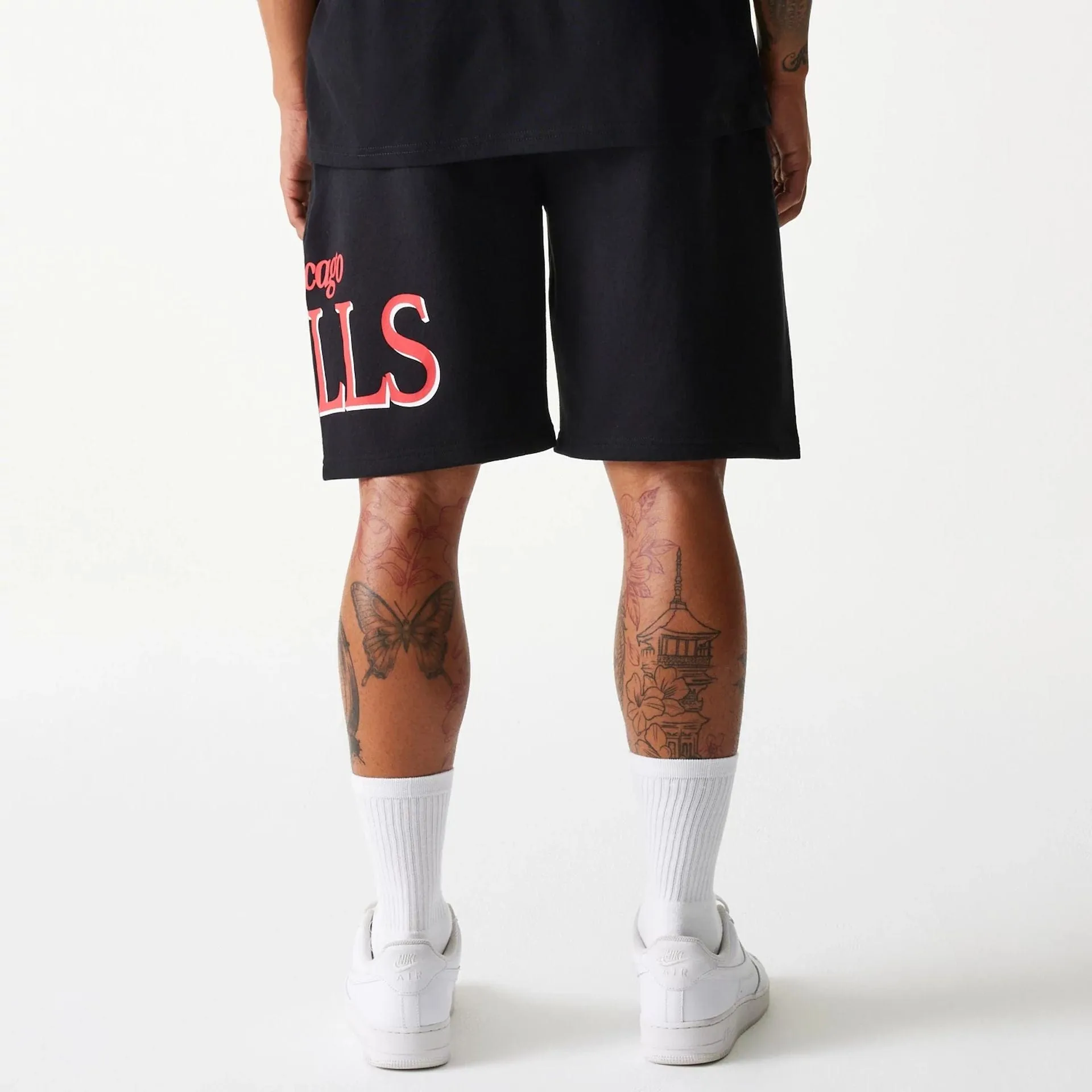Chicago Bulls NBA Team Graphic Black Shorts Reinforced Hemlines Wide Leg Opening