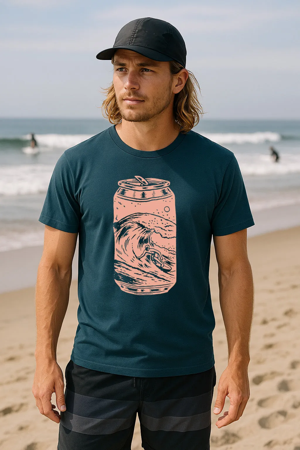 All-Season Wear Cotton Blend Surf Can Tee-Atlantic